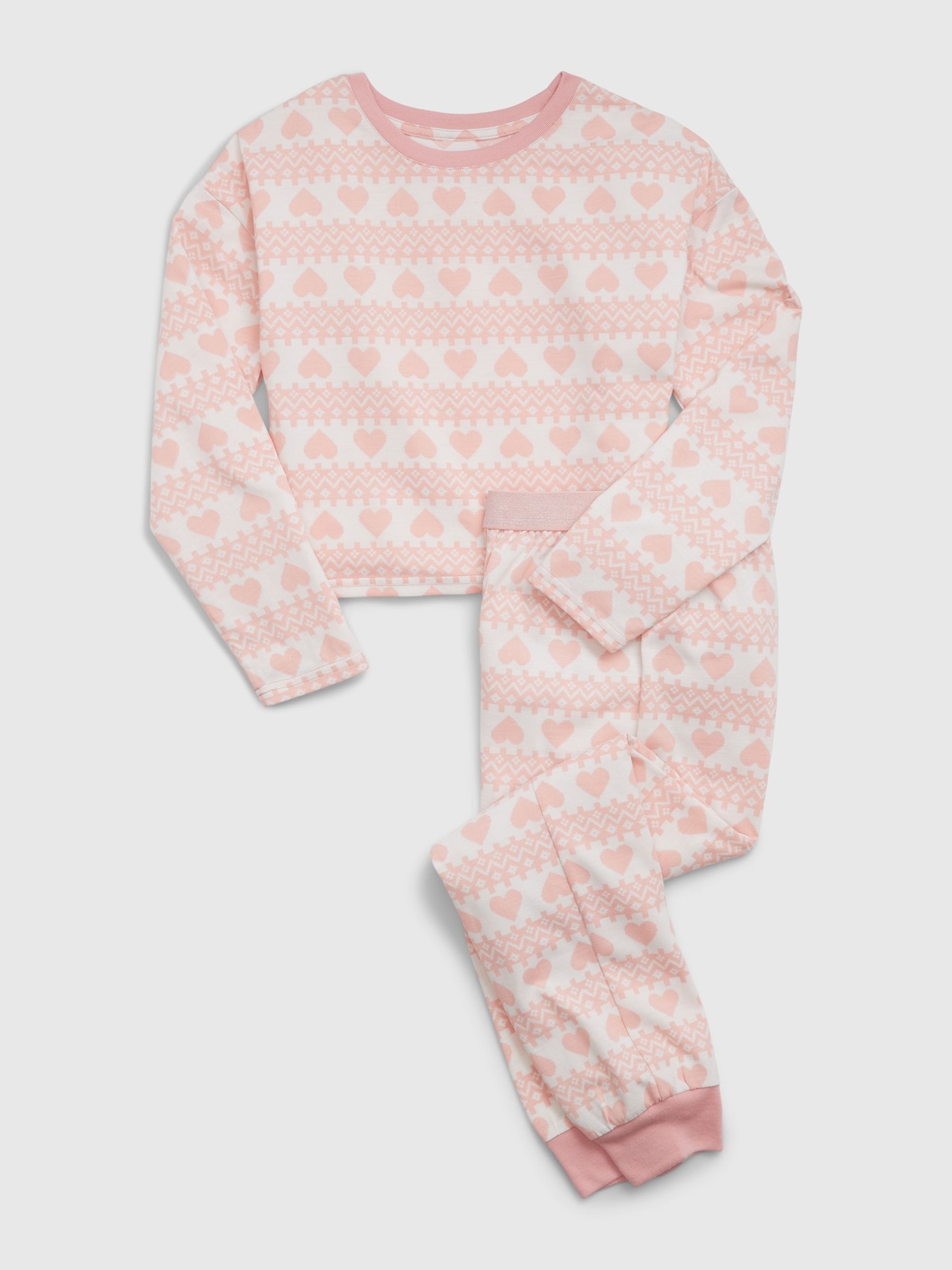 Pink Print Long Sleeve Crew Neck Pyjama Set (6-13yrs) - Image 1 of 1