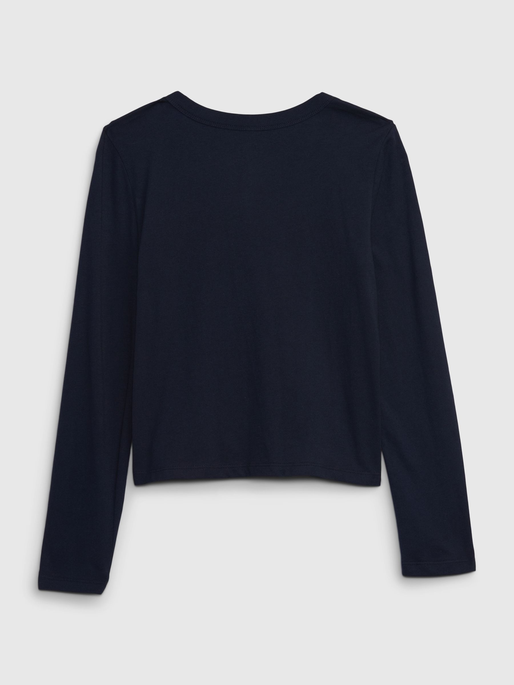 Blue Rhinestone Logo Organic Cotton Crew Neck Long Sleeve T-Shirt (4-13yrs) - Image 4 of 4