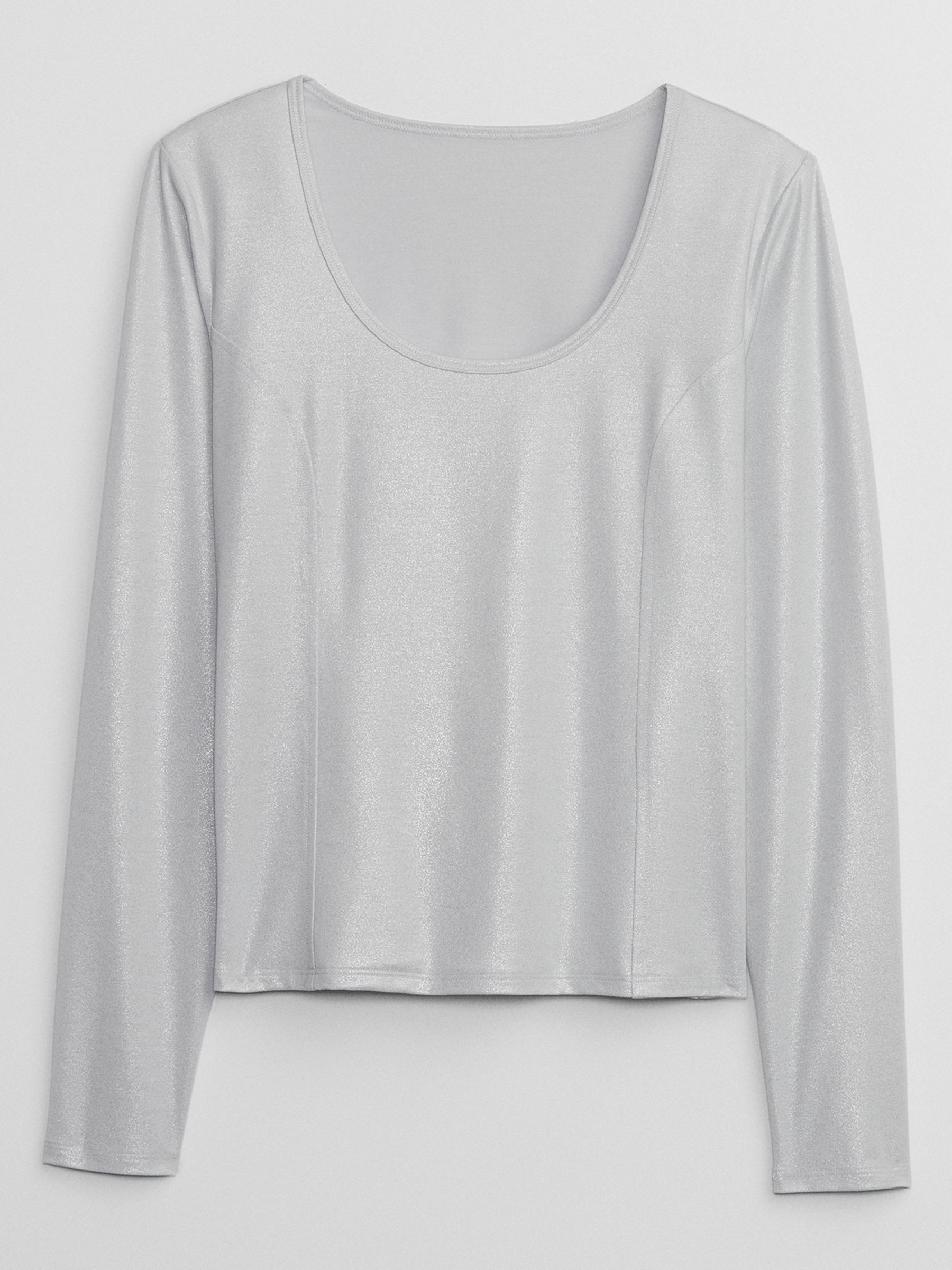 Silver CoolDry Fitted Long Sleeve Scoop Neck T-Shirt - Image 3 of 4
