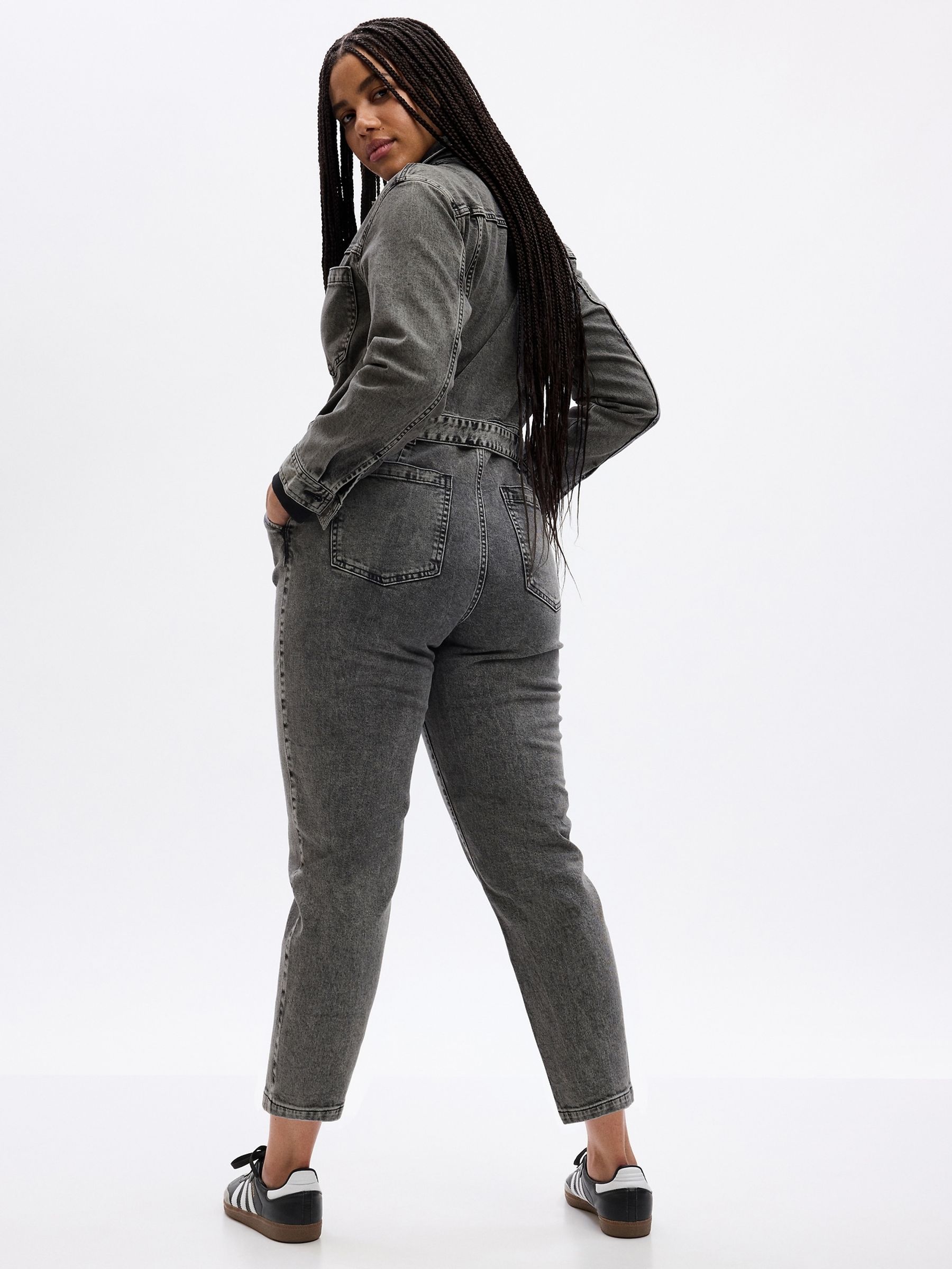 Grey Denim Utility Jumpsuit - Image 2 of 5