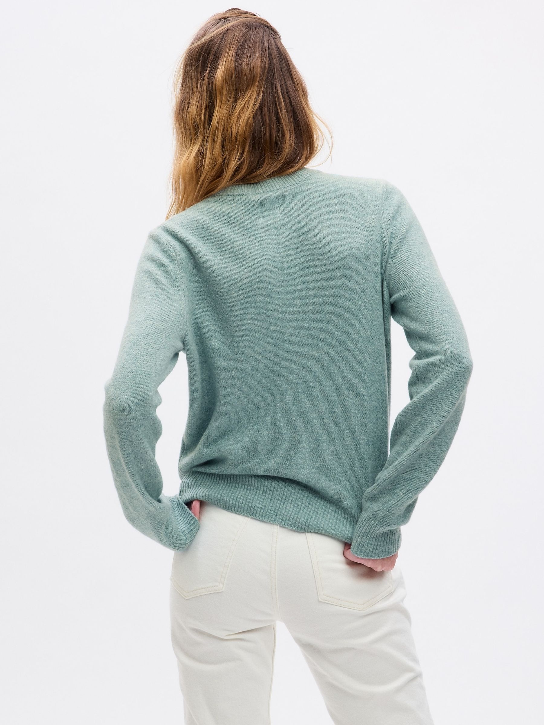 Sage Green CashSoft Cotton Mix Crew Neck Jumper - Image 2 of 2
