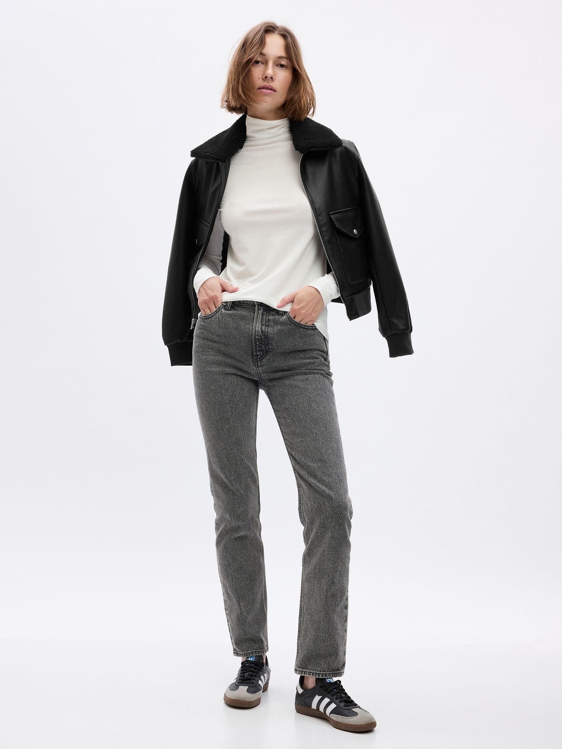 White Turtle Neck Long Sleeve T-Shirt - Image 1 of 1