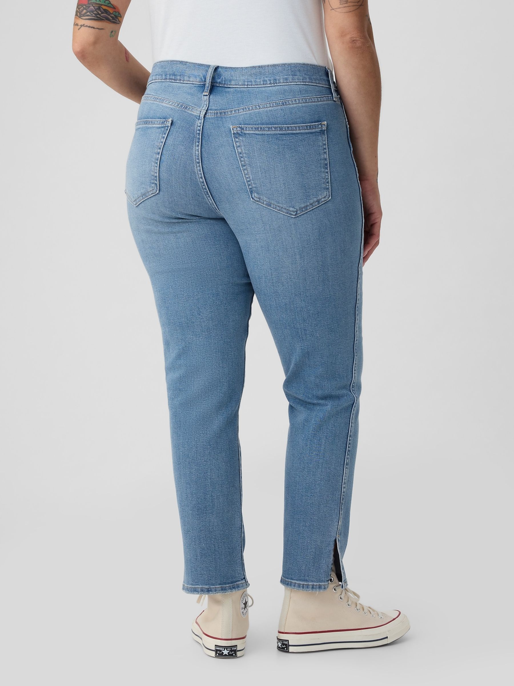 Blue Split Hem High Waisted Ankle Length Vintage Slim Jeans - Image 2 of 6