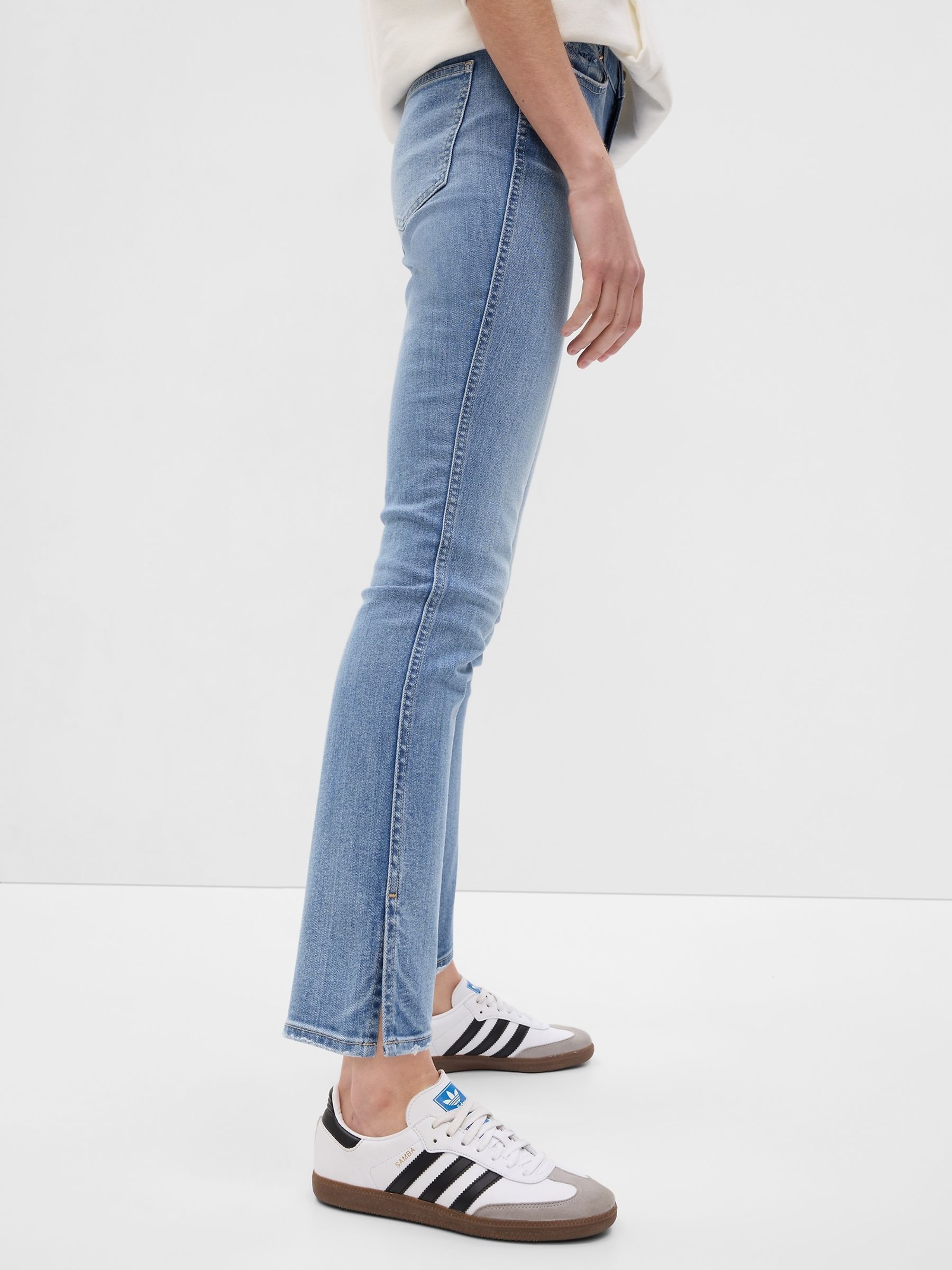 Blue Split Hem High Waisted Ankle Length Vintage Slim Jeans - Image 3 of 6