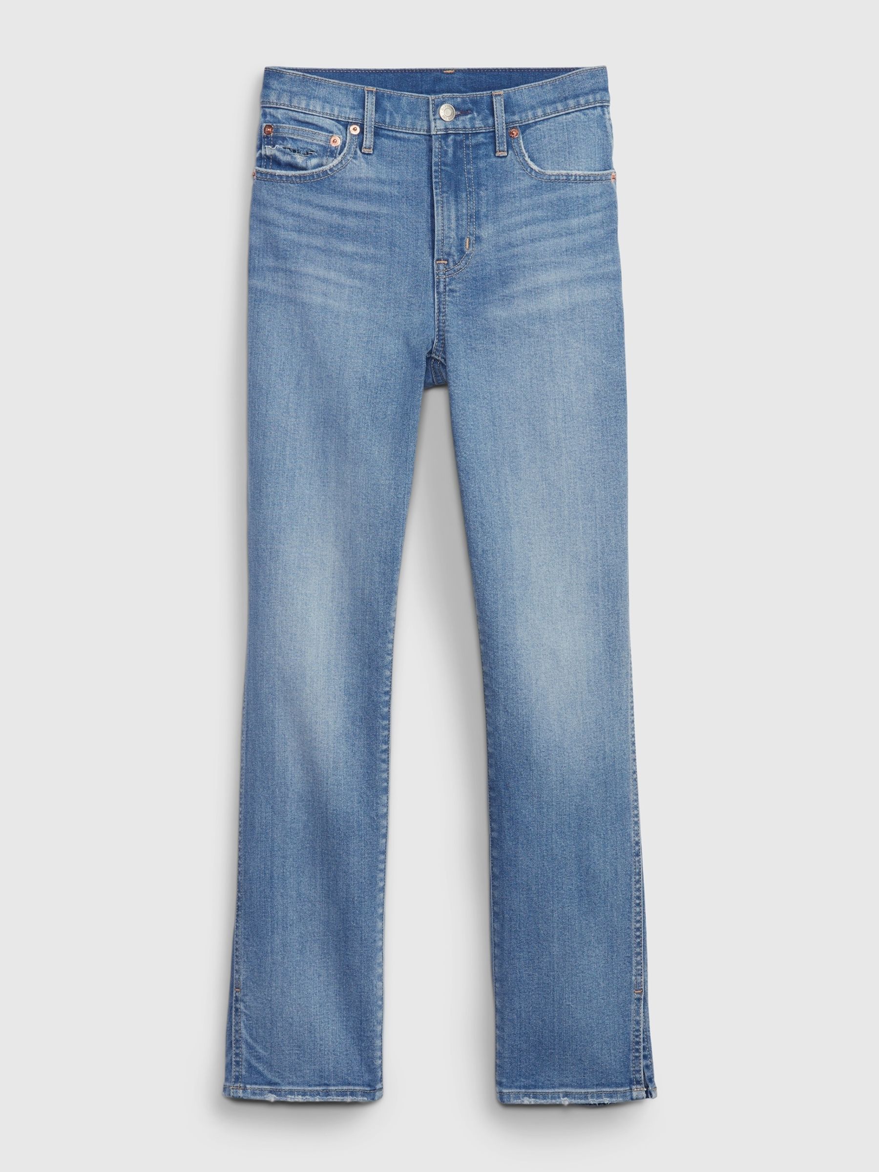 Blue Split Hem High Waisted Ankle Length Vintage Slim Jeans - Image 4 of 6