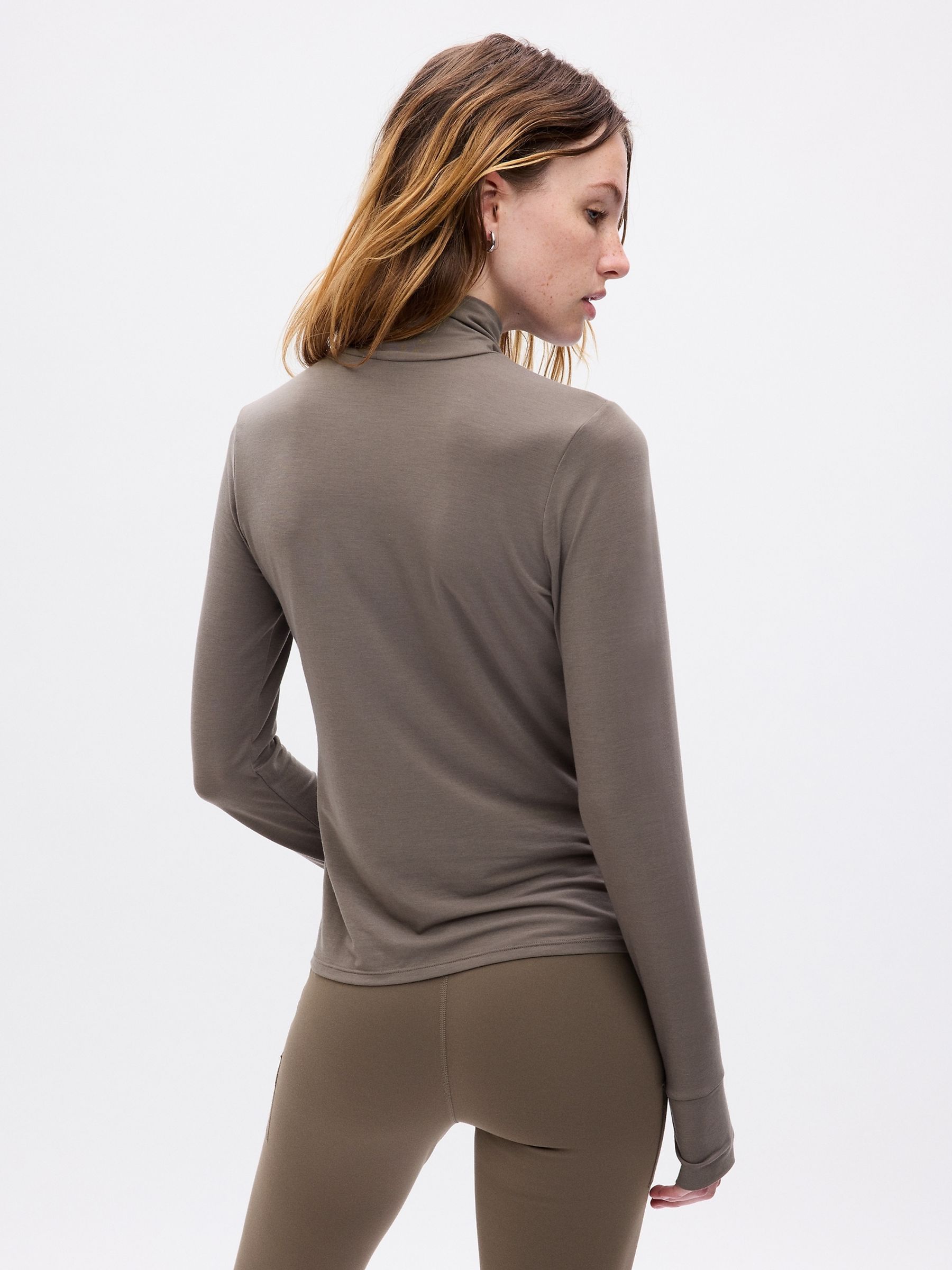 Brown Breathable Long Sleeve Turtle Neck T-Shirt - Image 2 of 2
