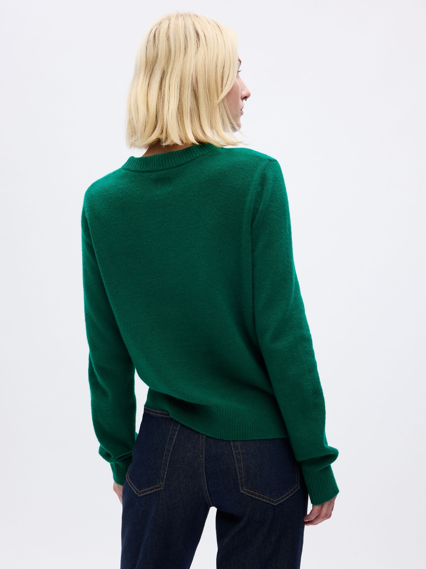 Green CashSoft Cotton Mix Crew Neck Jumper - Image 2 of 2