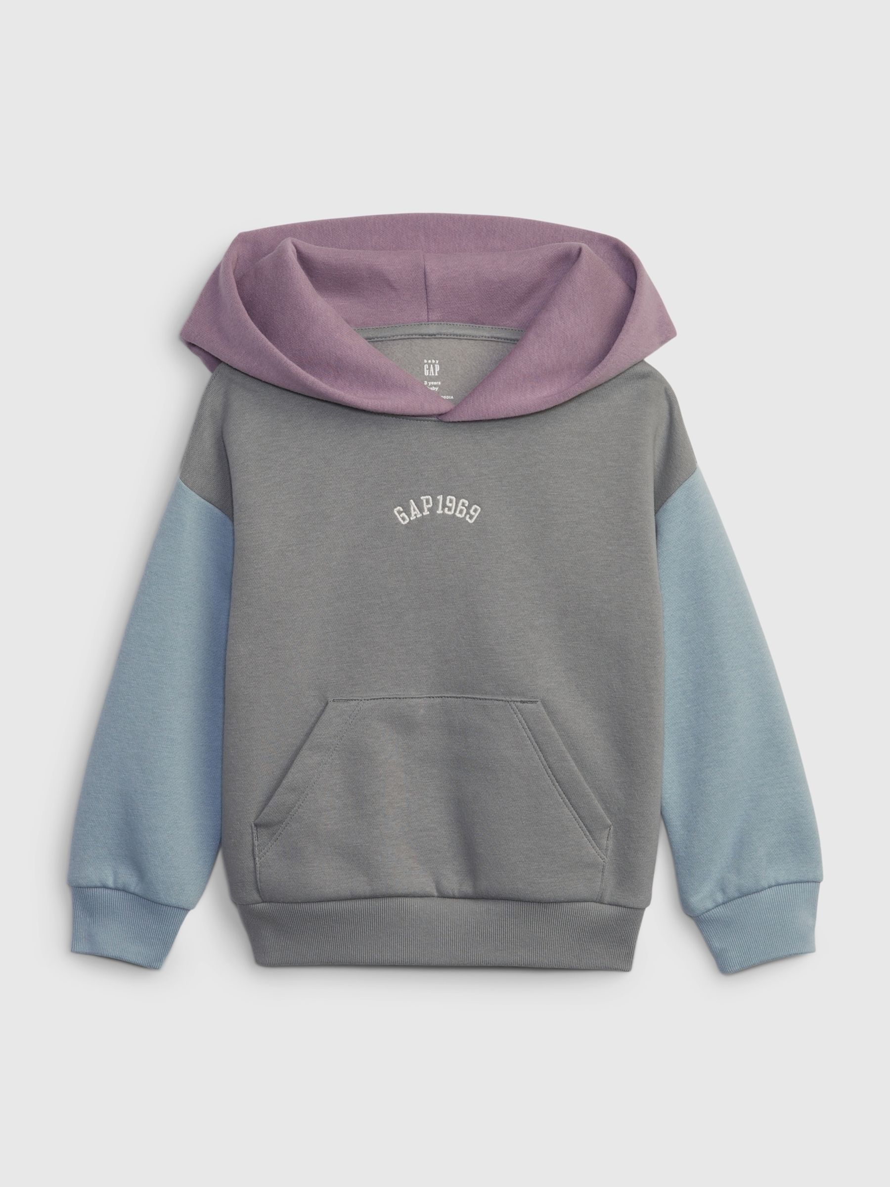 Grey 1969 Colourblock Arch Logo Hoodie (12mths-5yrs) - Image 1 of 4