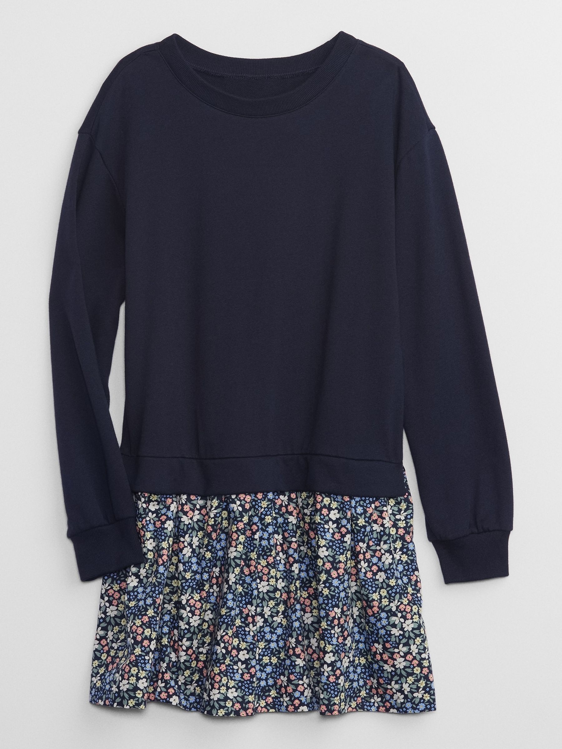 Blue Sweatshirt Crew Neck Long Sleeve Dress (4-13yrs) - Image 1 of 1