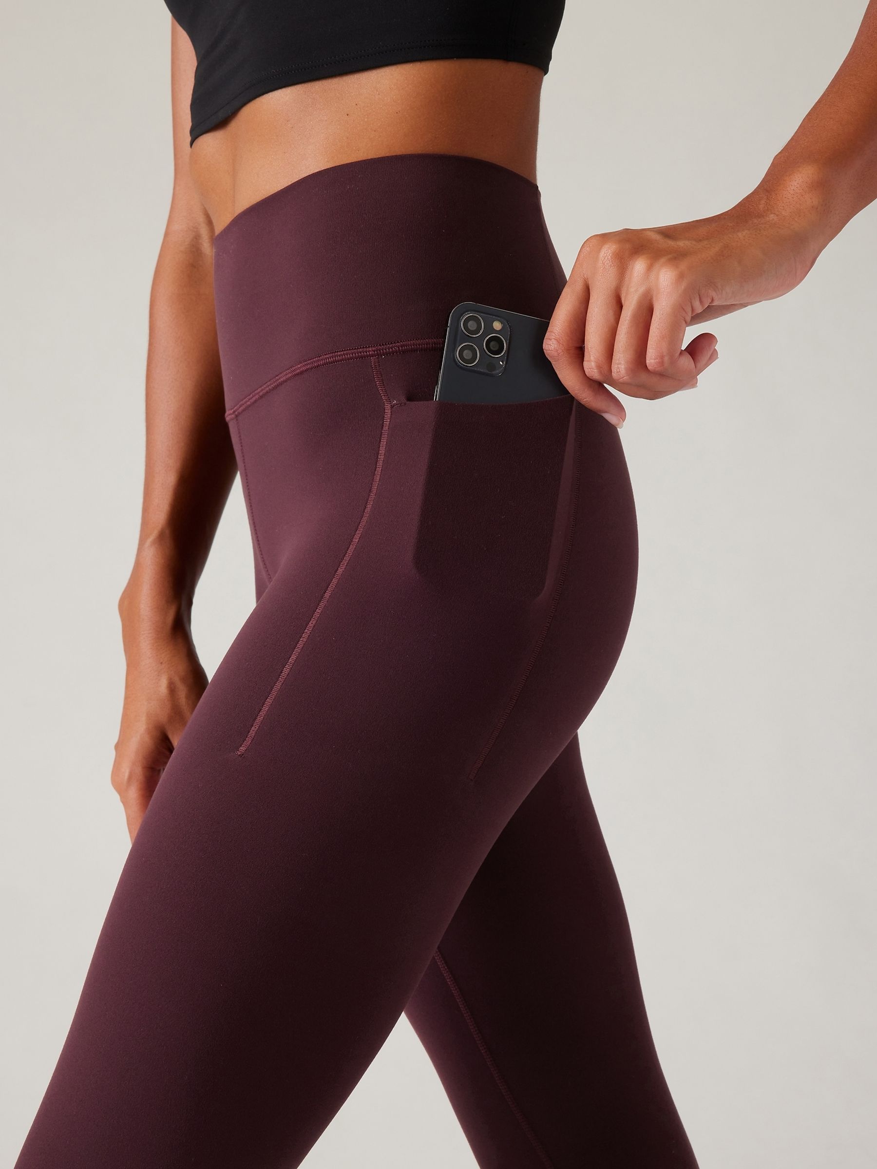 Athleta Burgundy Transcend Stash Leggings - Image 4 of 5