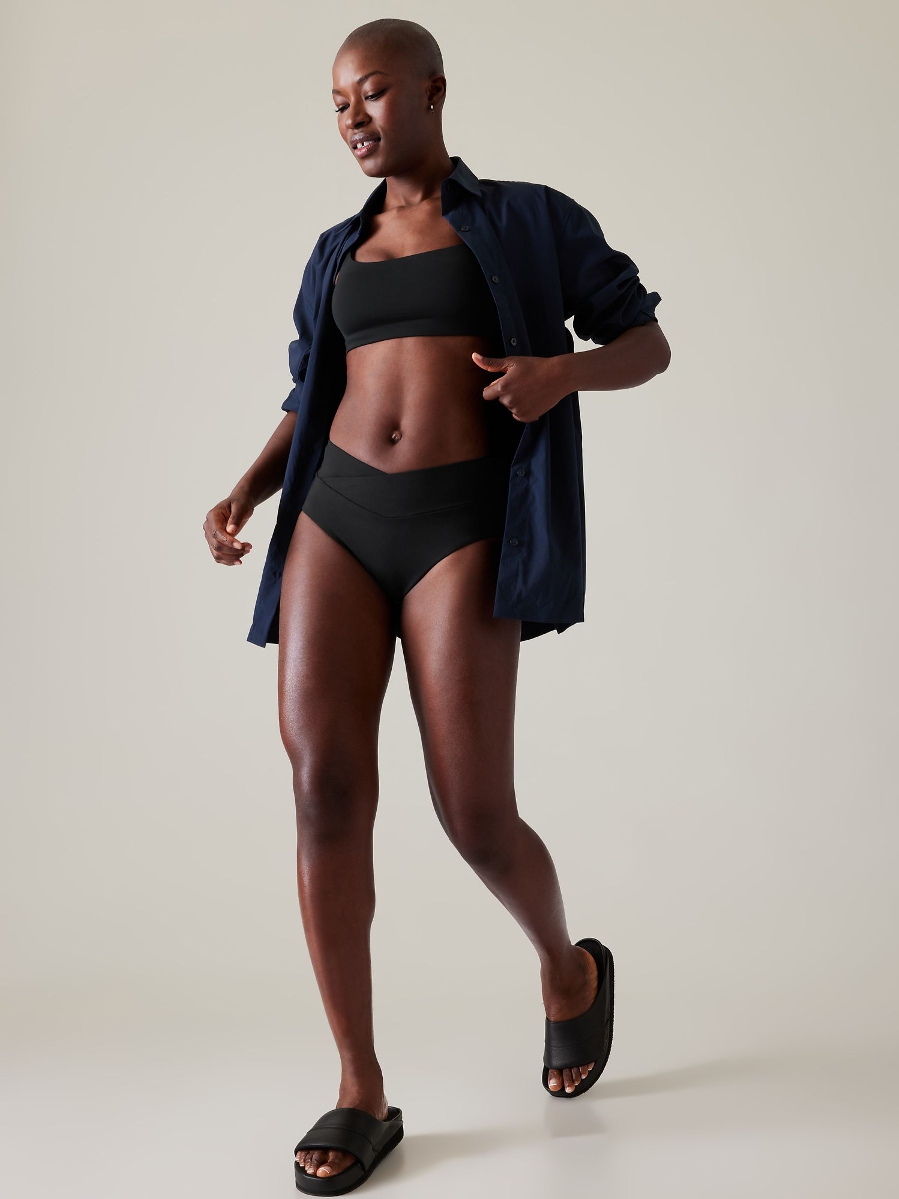Athleta Black High Waist Crossover Bikini Bottoms - Image 3 of 5