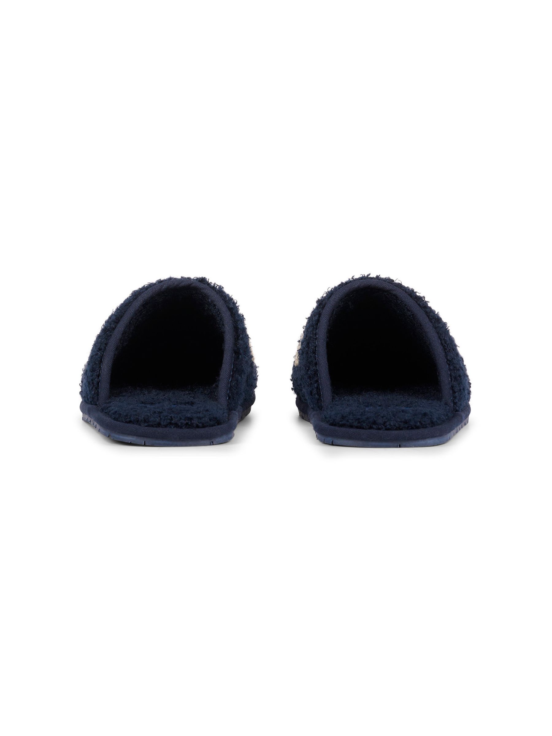 Navy Blue Women's Plano Logo Borg Slippers - Image 3 of 5