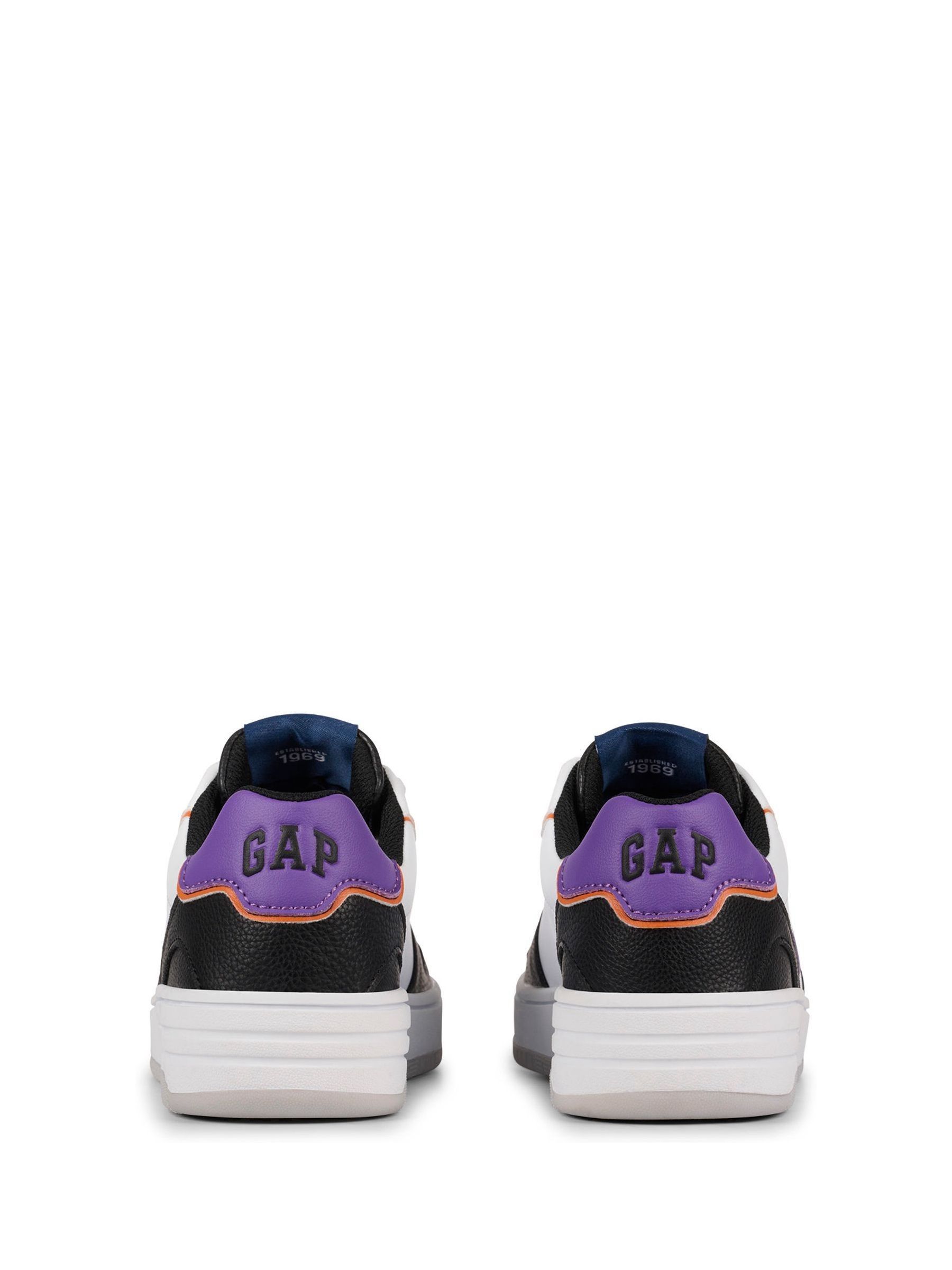 White, Purple and Black Boston Low Top Trainers - Image 2 of 8