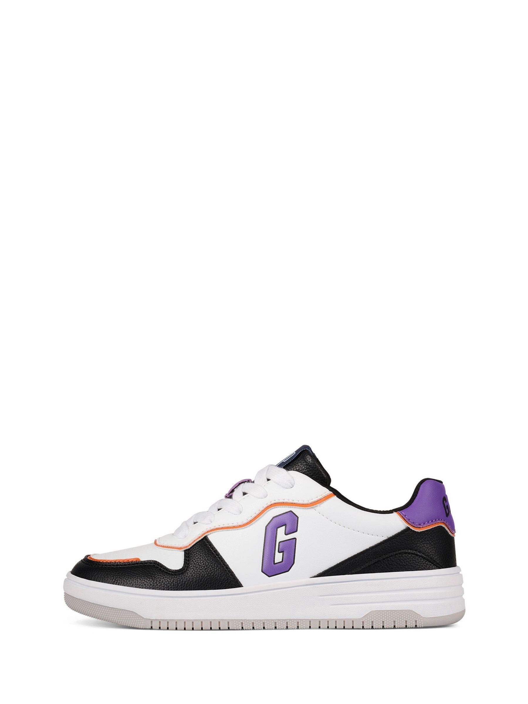 White, Purple and Black Boston Low Top Trainers - Image 3 of 8