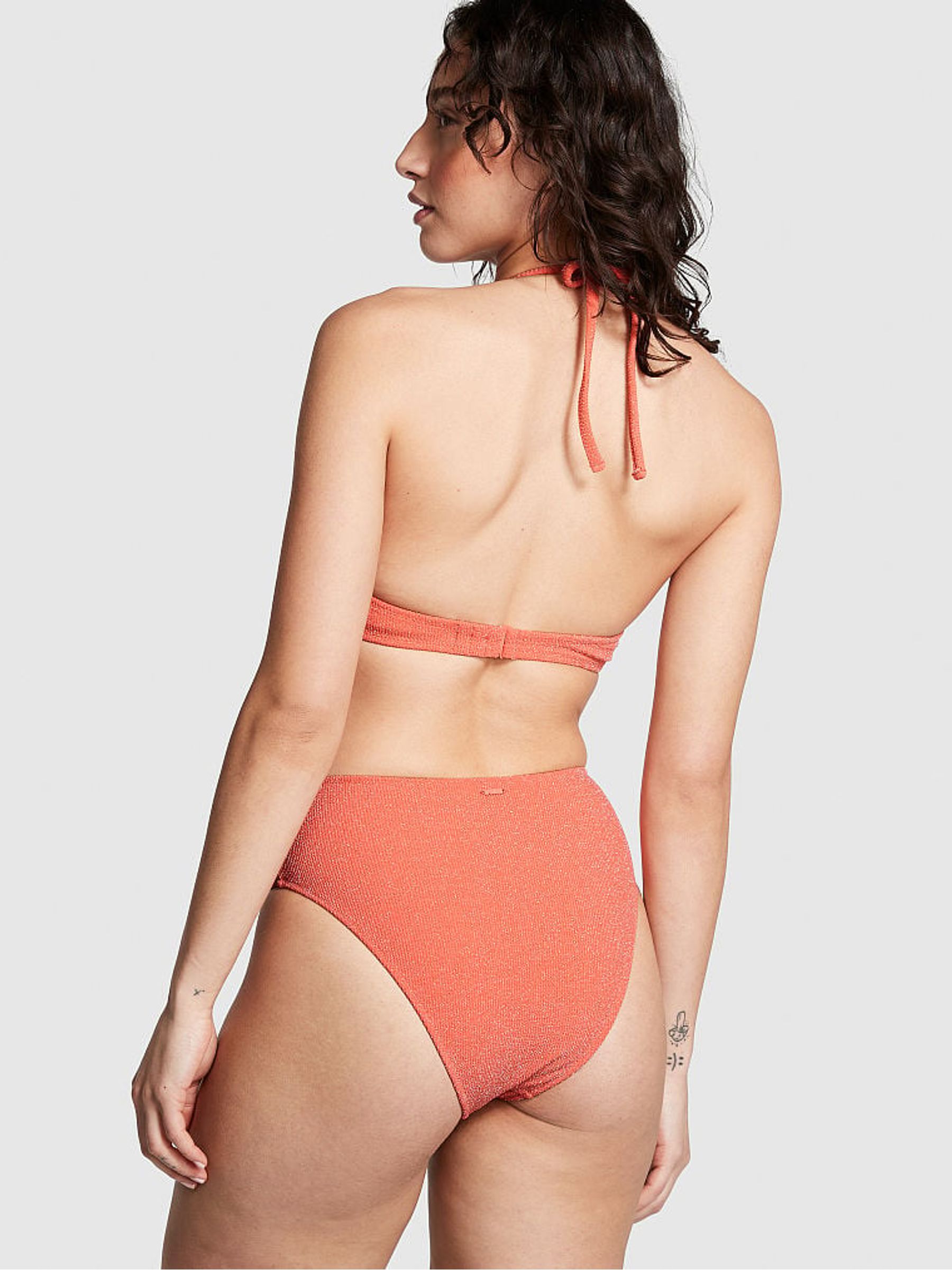 Deep Coral Orange High Waisted Bikini Bottom - Image 2 of 4