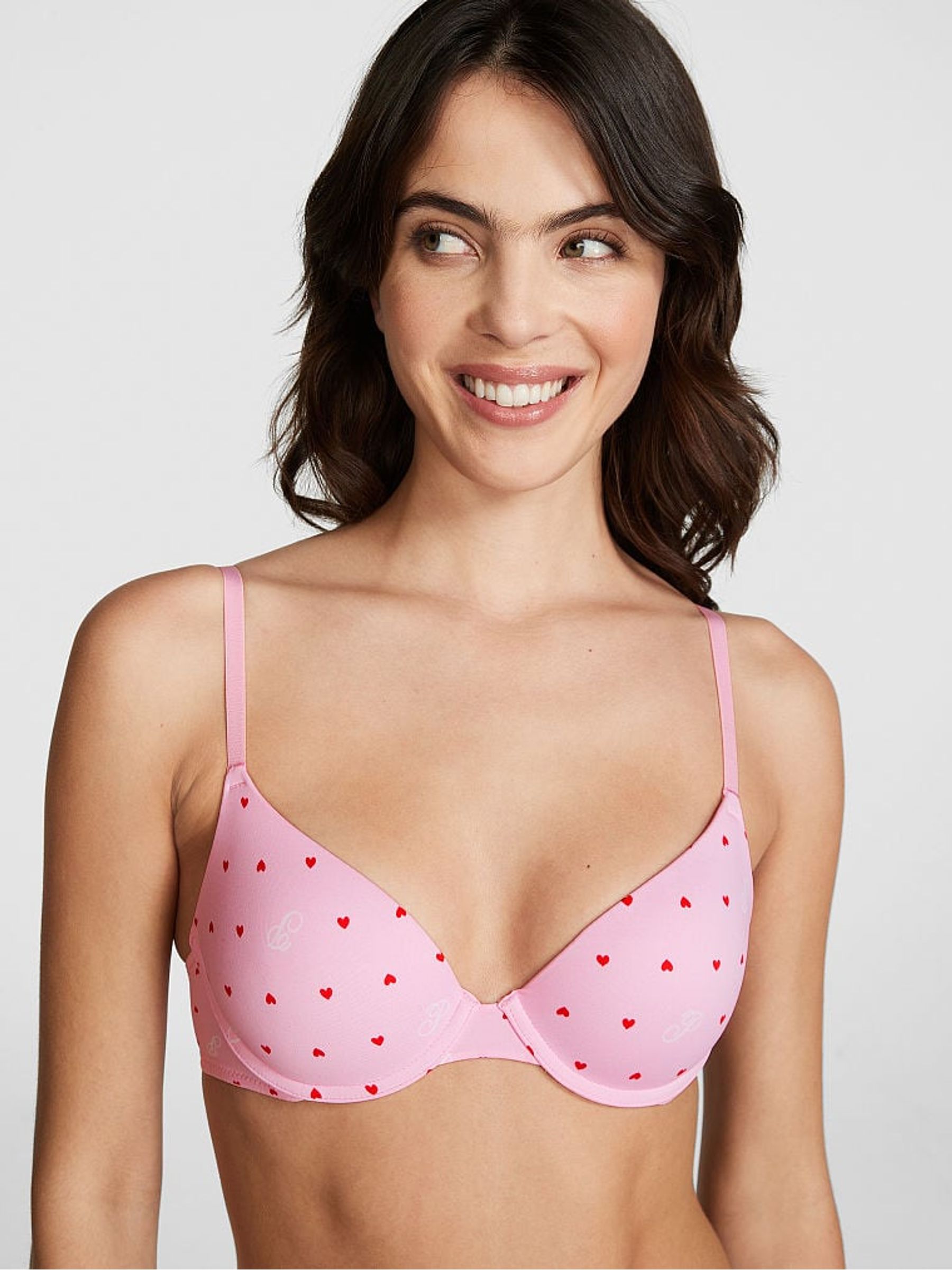Pink Bubble Heart Script Push Up Bra - Image 1 of 3