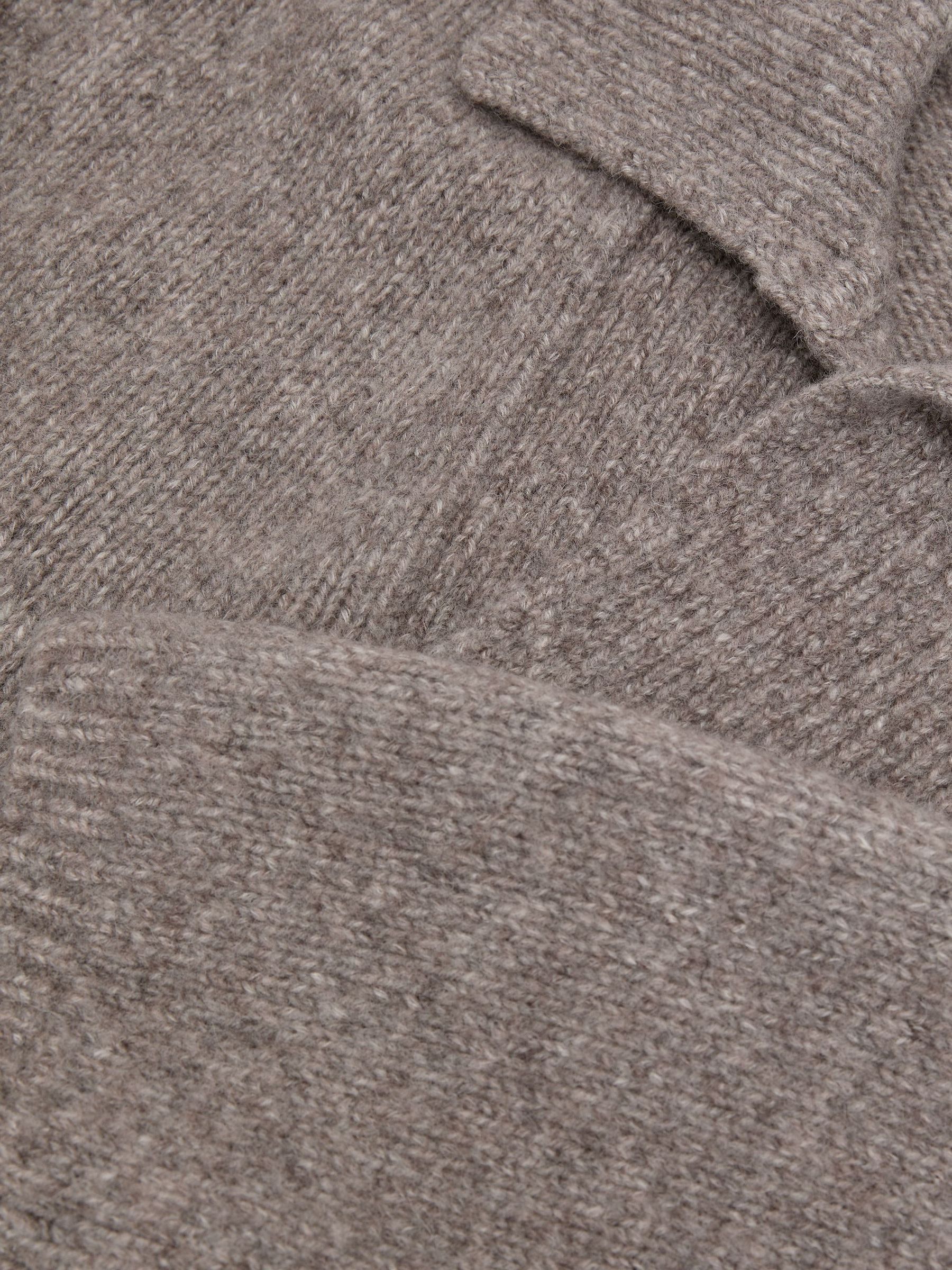 Wool-Cotton Relaxed Open-Collar Jumper in Taupe Brown Melange - Image 8 of 8