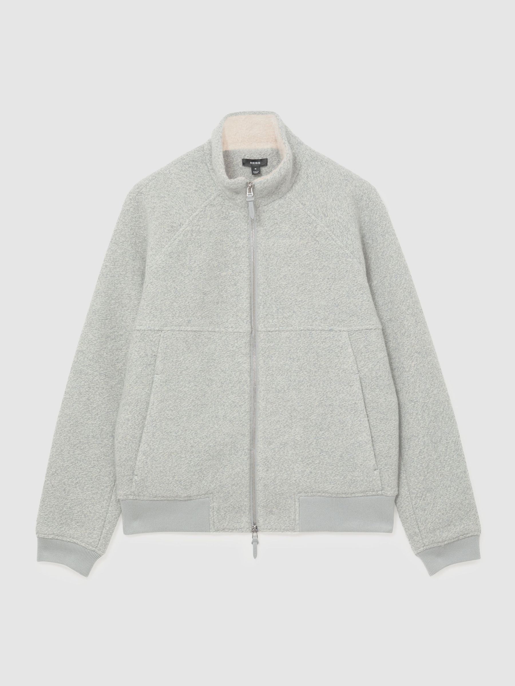 Bouclé Zip-Through Jacket with Wool in Soft Grey - Image 2 of 7