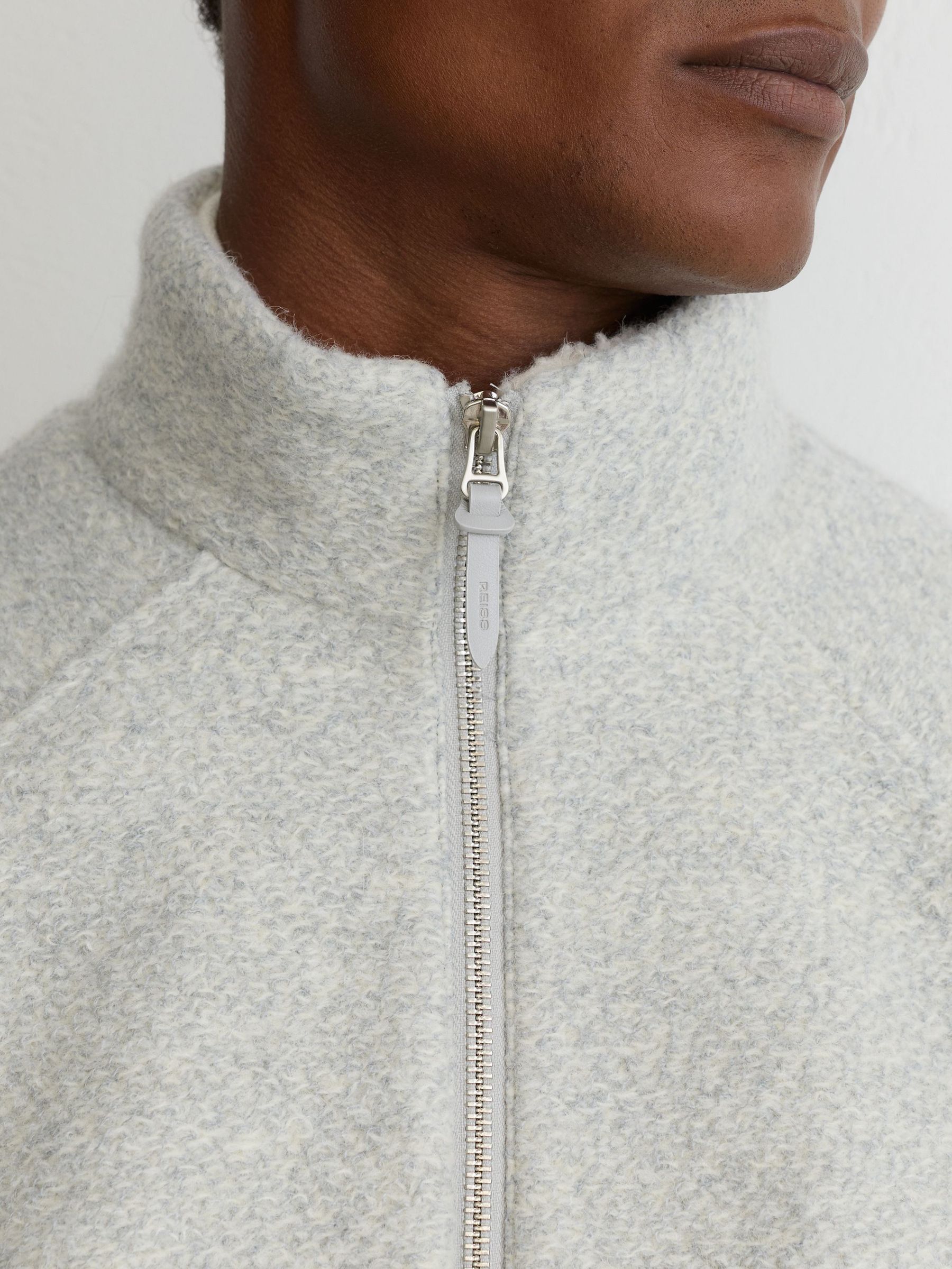 Bouclé Zip-Through Jacket with Wool in Soft Grey - Image 4 of 7