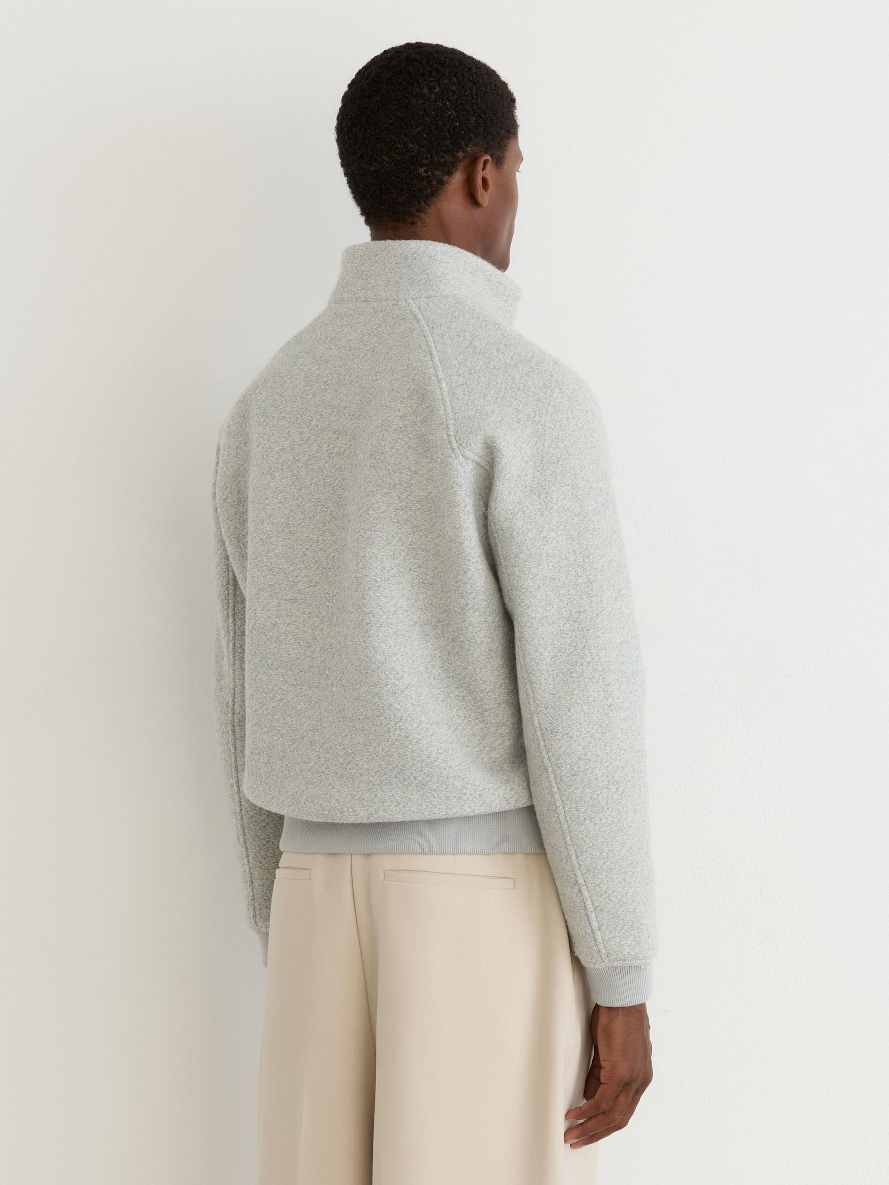 Bouclé Zip-Through Jacket with Wool in Soft Grey - Image 6 of 7