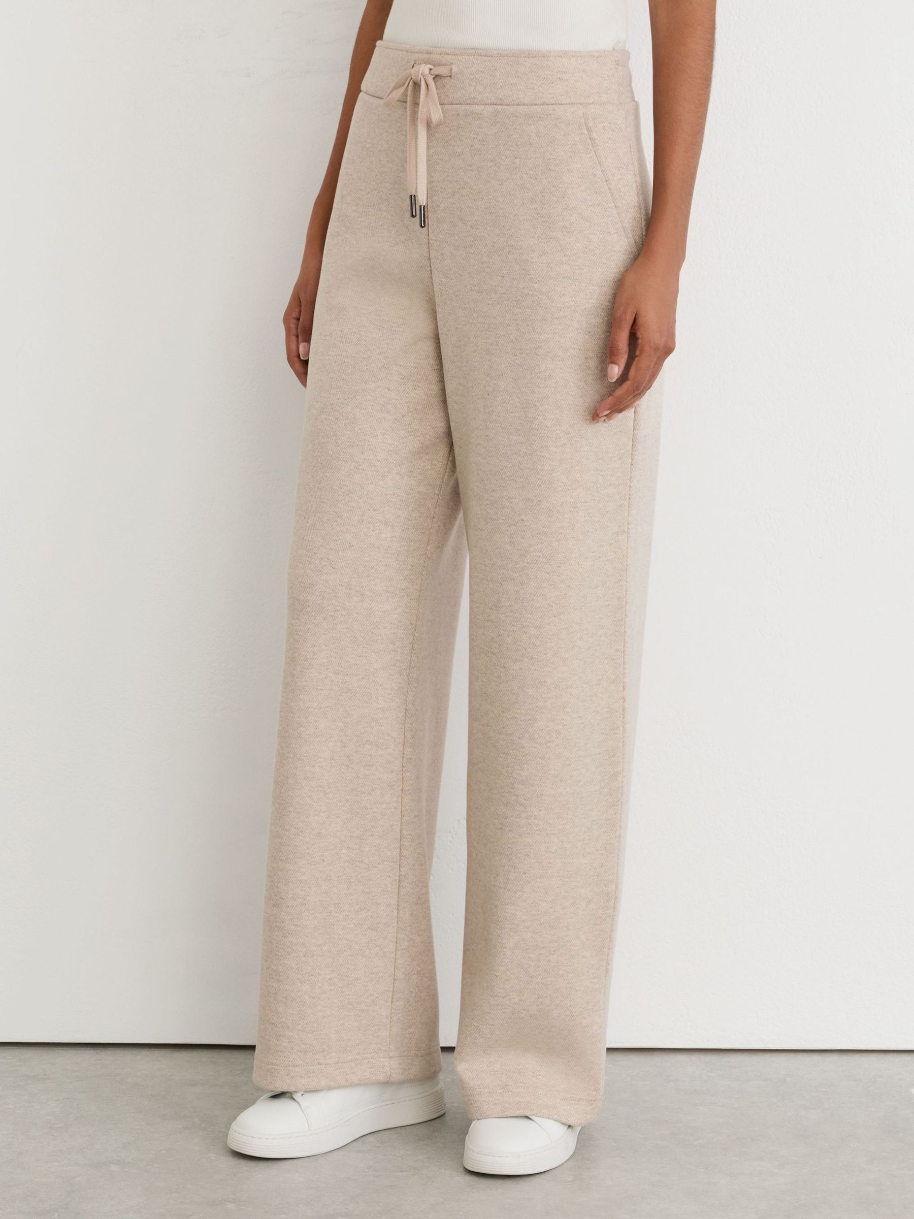 Petite Herringbone Wide-Leg Drawstring Joggers in Neutral - Image 3 of 7