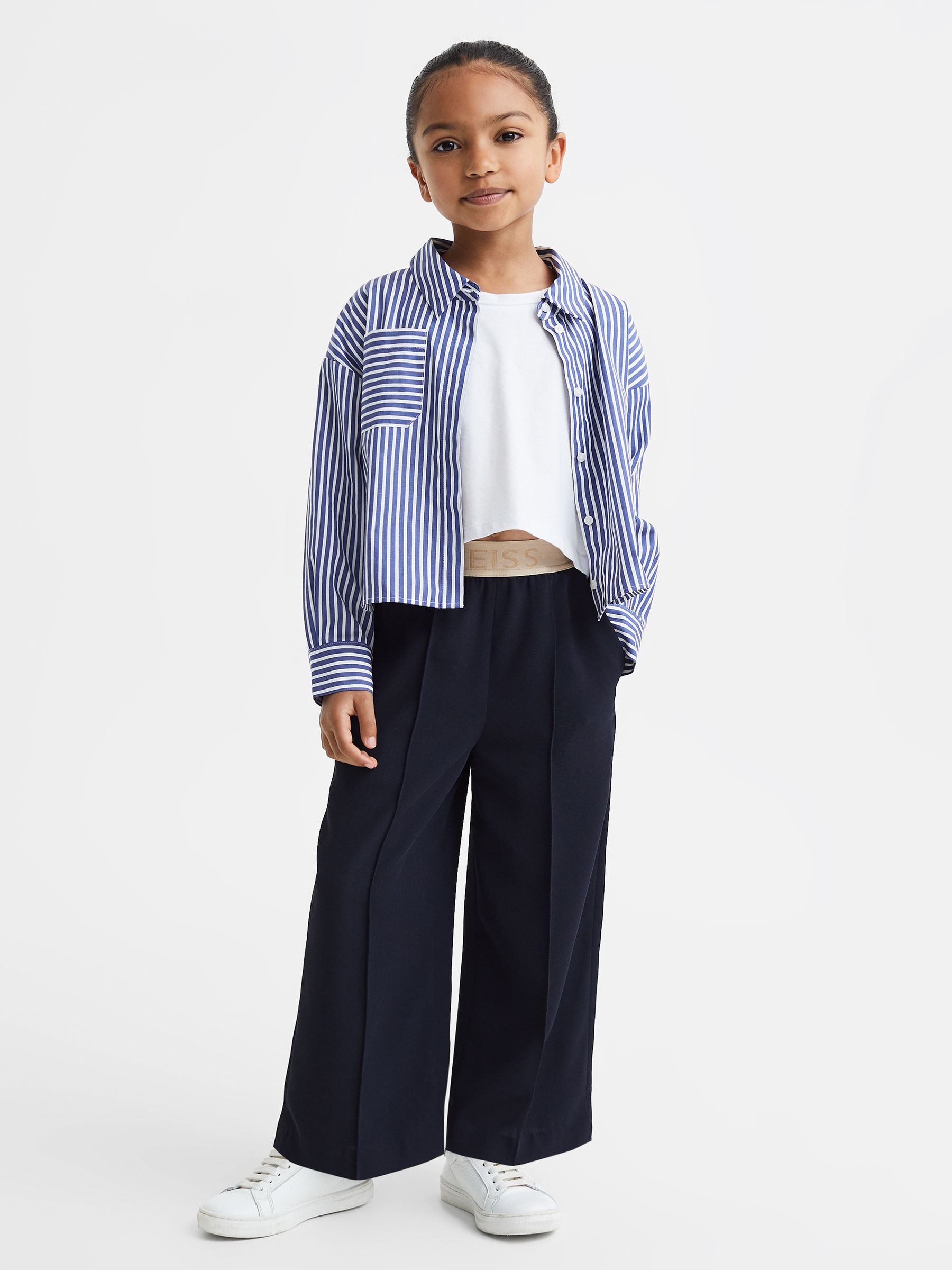 Teen Striped Cotton Shirt in Blue - Image 3 of 7