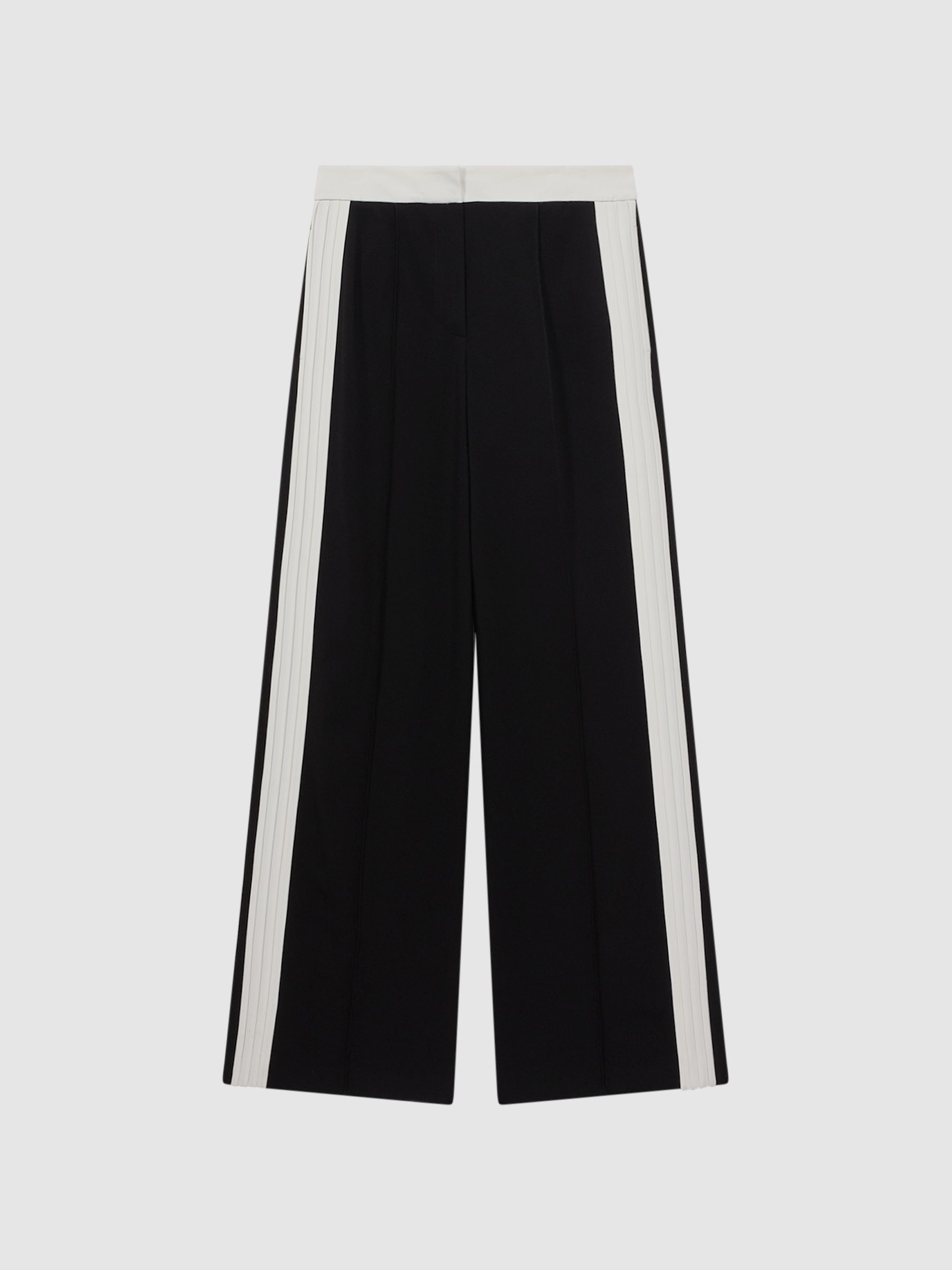Contrast Waistband Pintuck Trousers in Black - Image 2 of 6