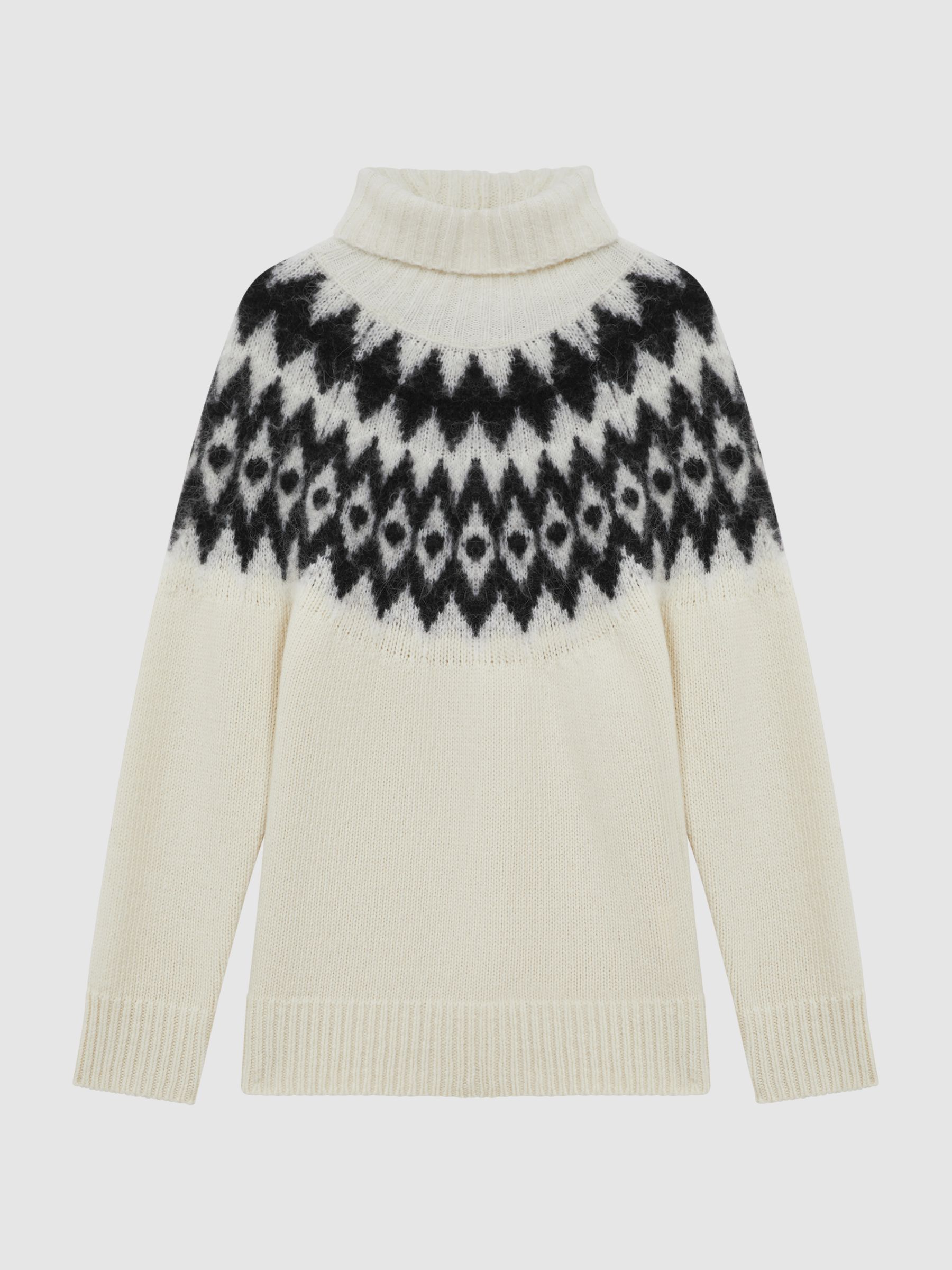 Reiss Wool-Cashmere Blend Fairisle Pattern Roll Neck Jumper Reiss Wool-Cashmere Blend Fairisle Pattern Roll Neck Jumper