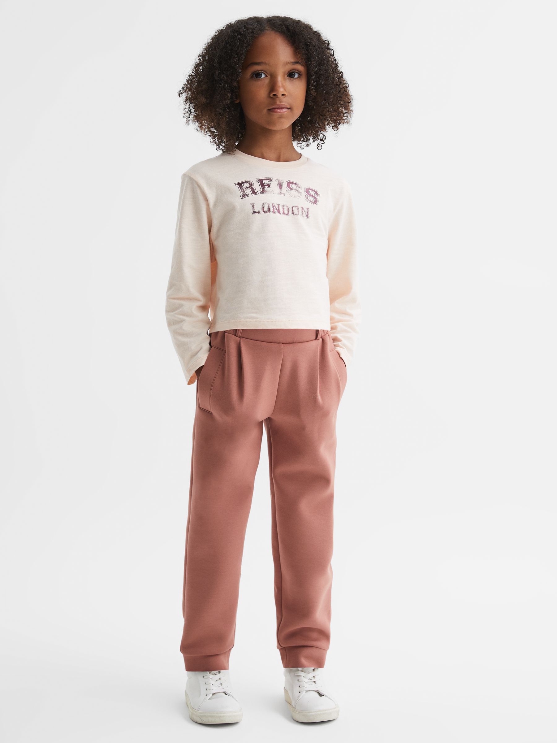 4-9 yrs High Rise Elasticated Jersey Trousers in Mink - Image 3 of 6