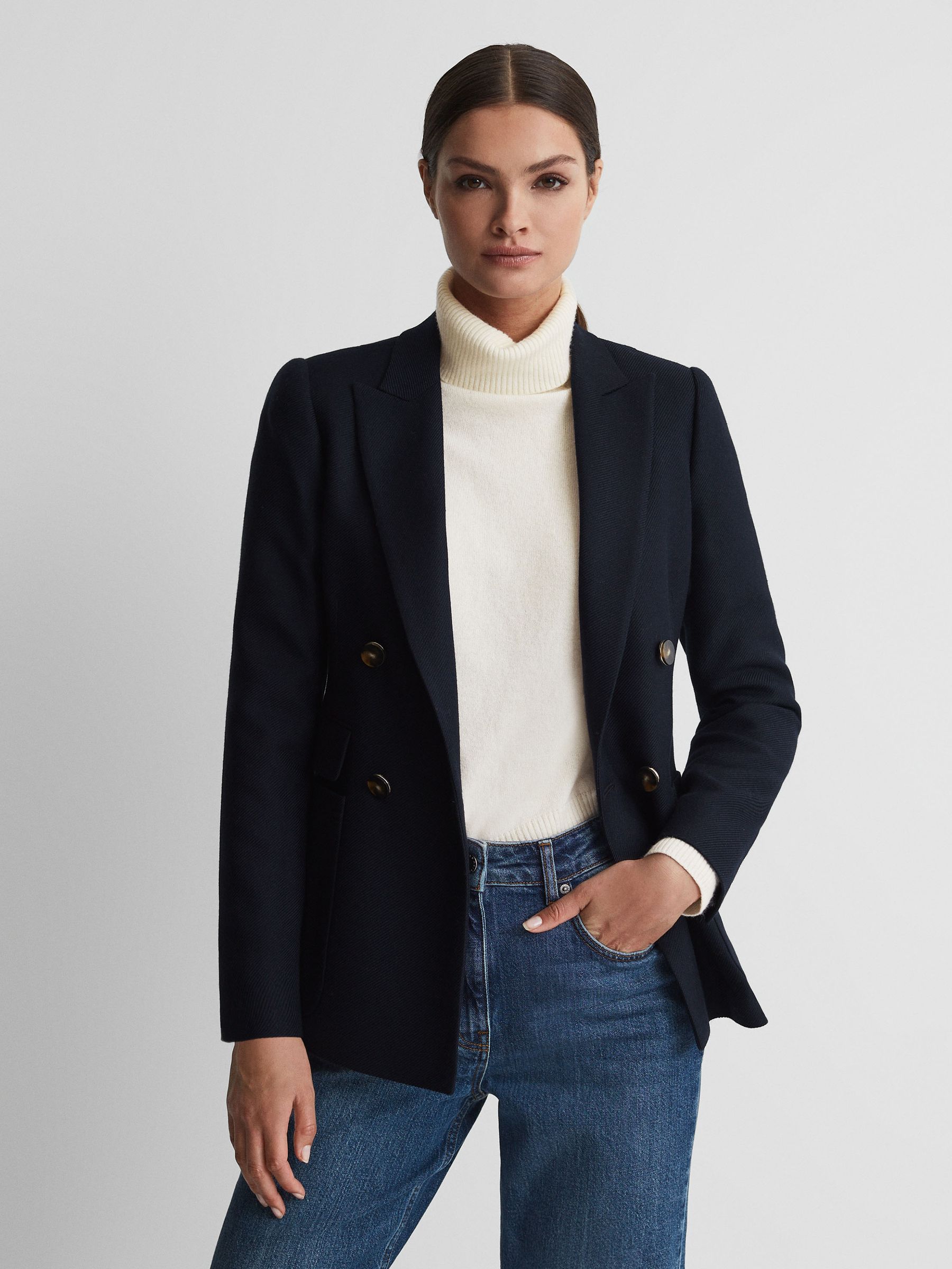 Wool Blend Roll Neck Jumper in Cream - Image 3 of 6