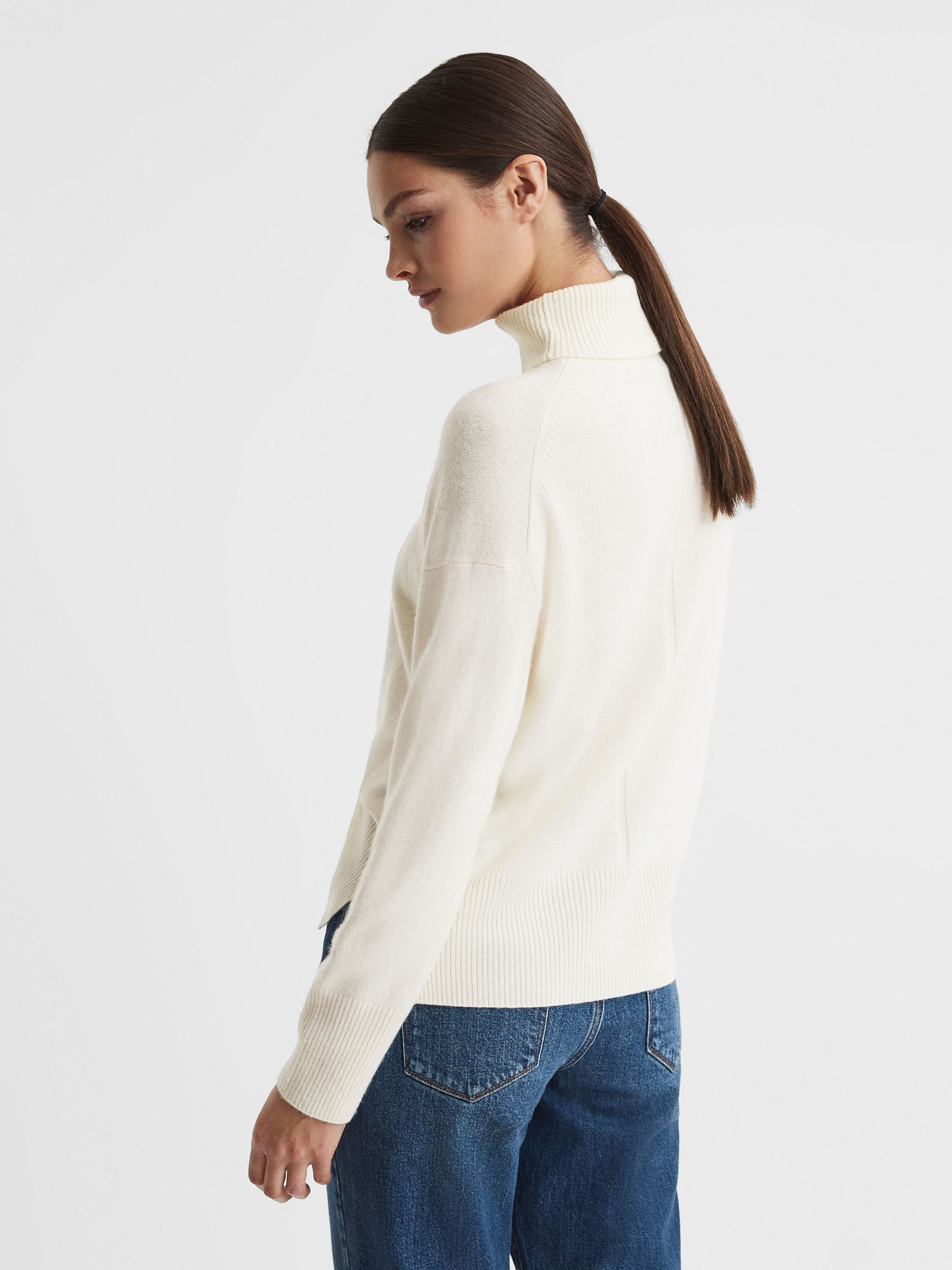 Wool Blend Roll Neck Jumper in Cream - Image 6 of 6
