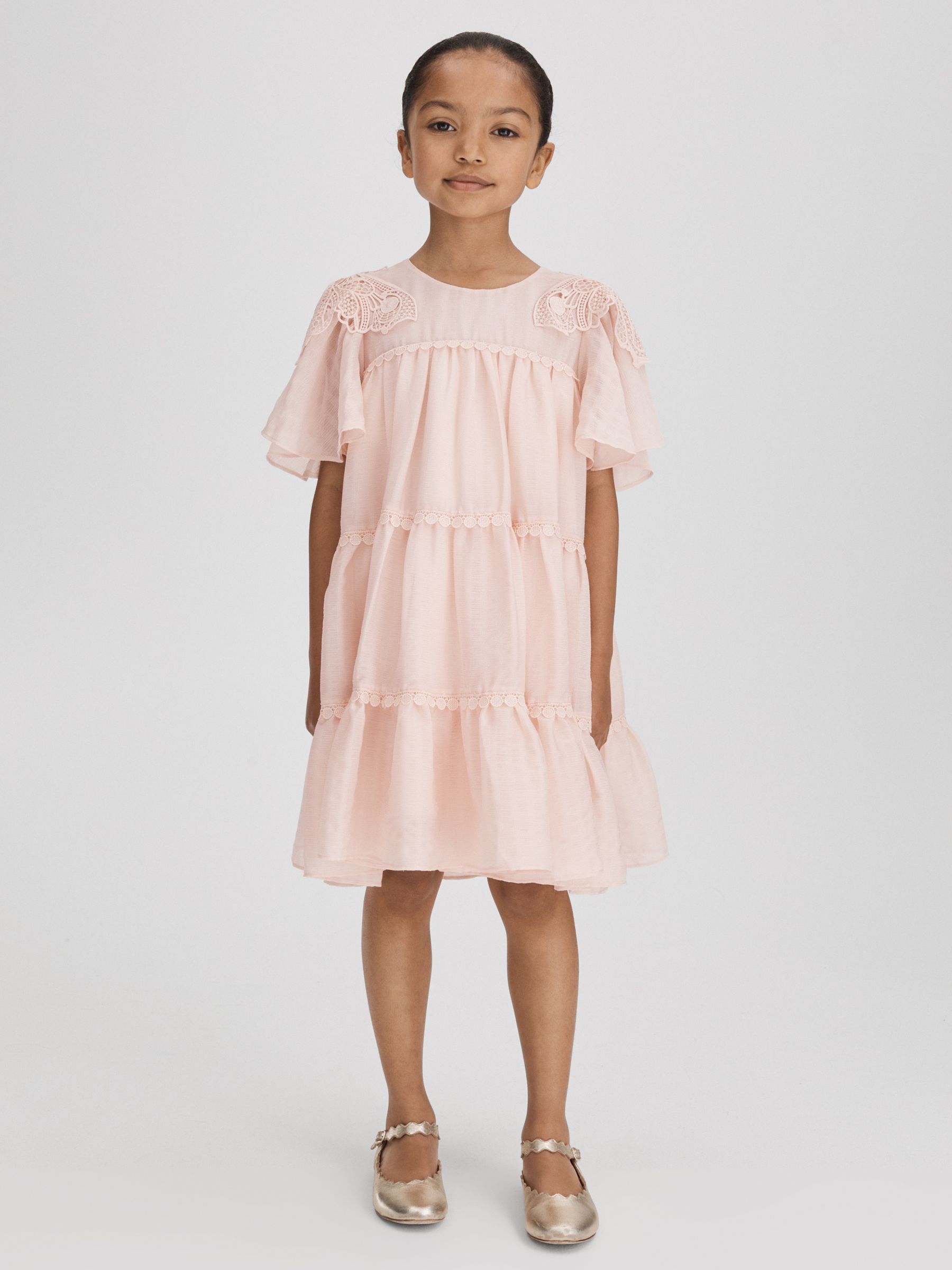 13-14 yrs Tiered Embroidered Dress in Pink - Image 1 of 6