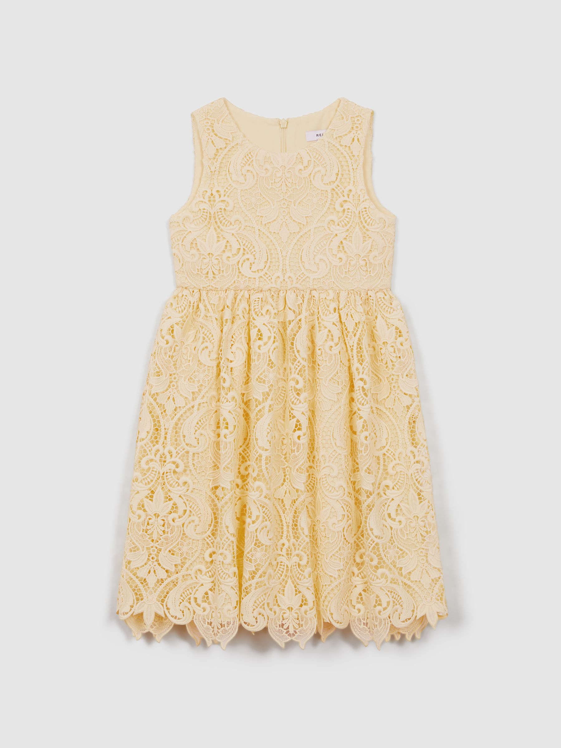 9-13 yrs Fit-and-Flare Lace Dress in Lemon - Image 2 of 6