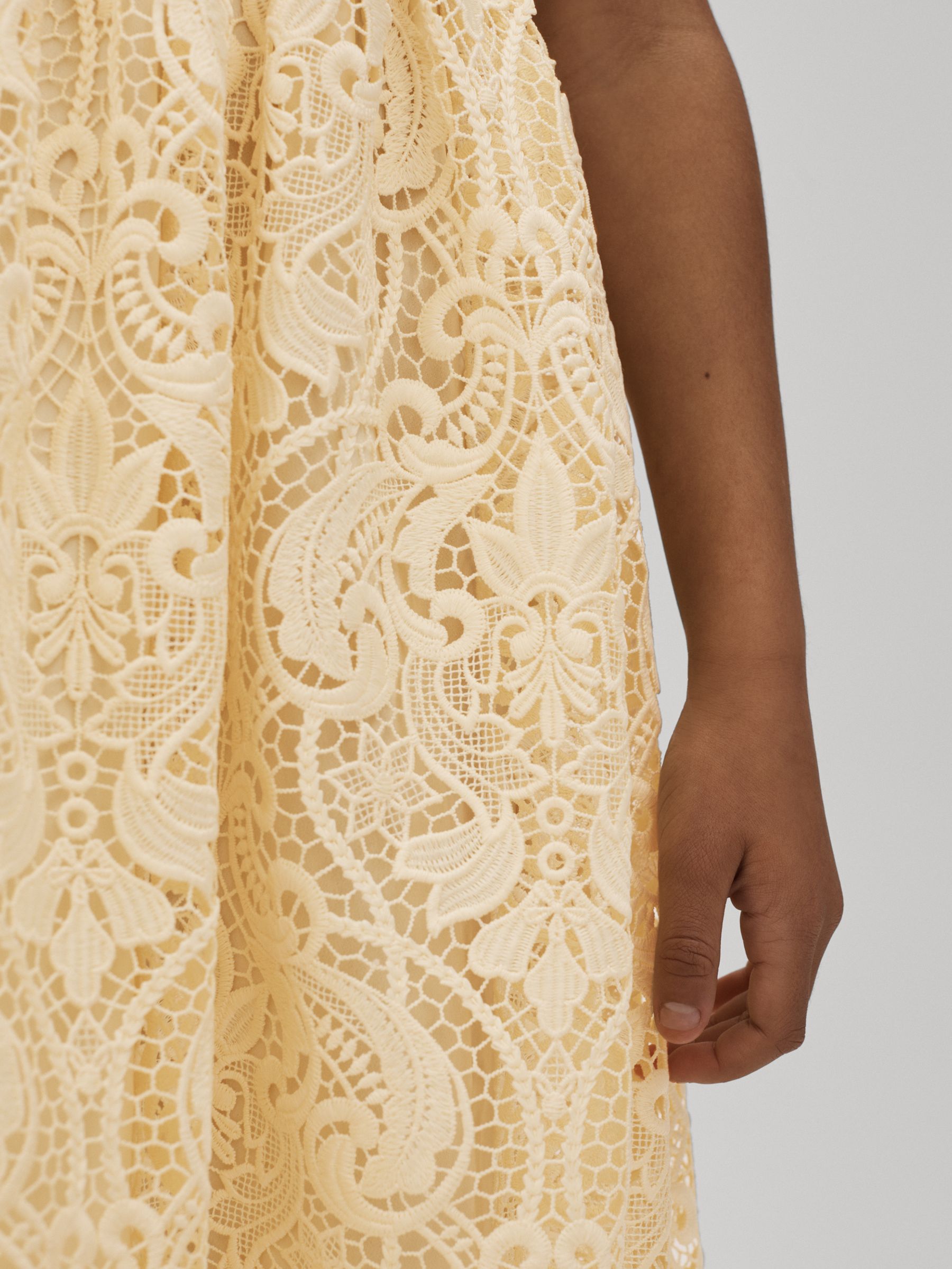 9-13 yrs Fit-and-Flare Lace Dress in Lemon - Image 4 of 6