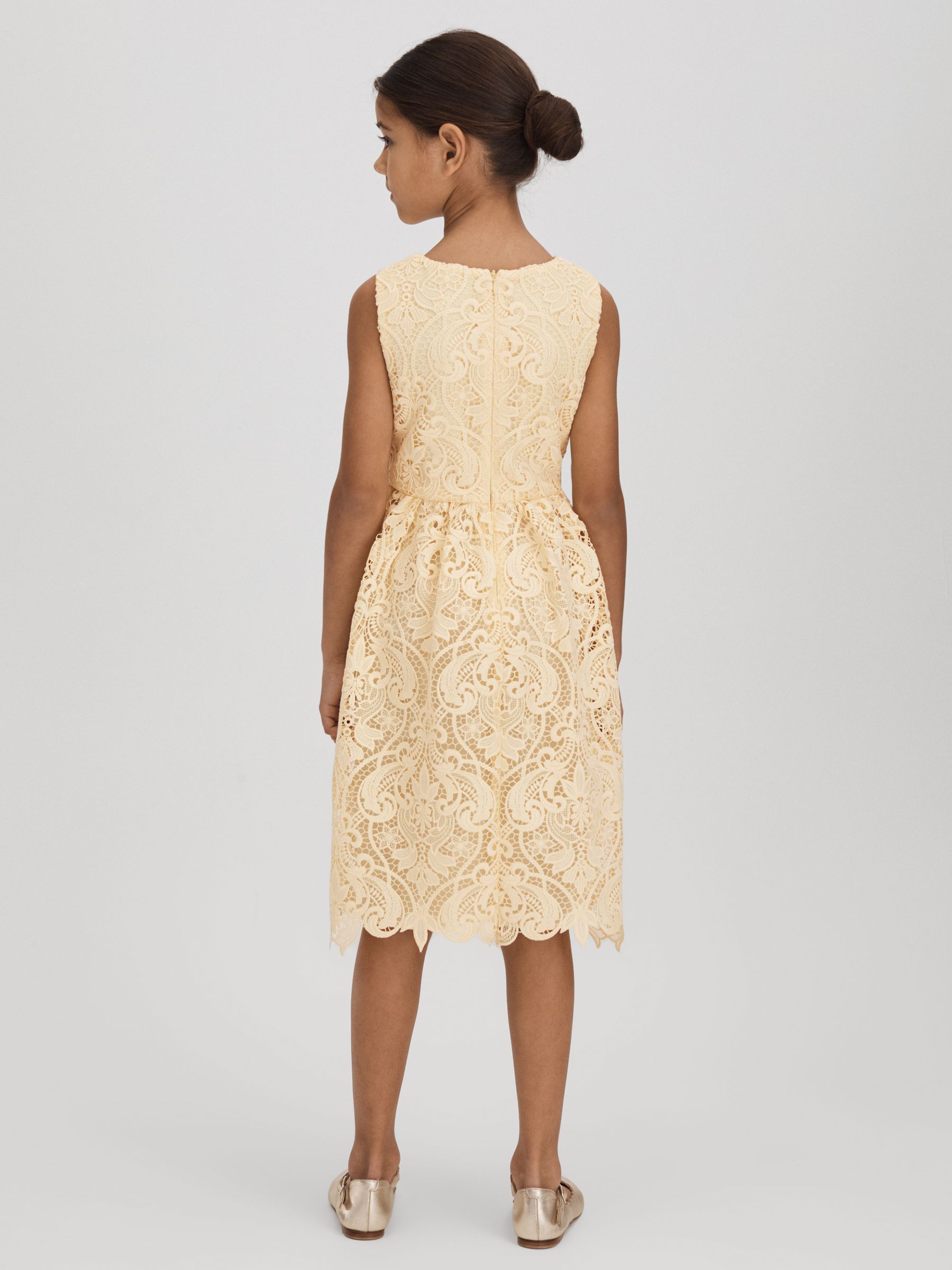 9-13 yrs Fit-and-Flare Lace Dress in Lemon - Image 5 of 6