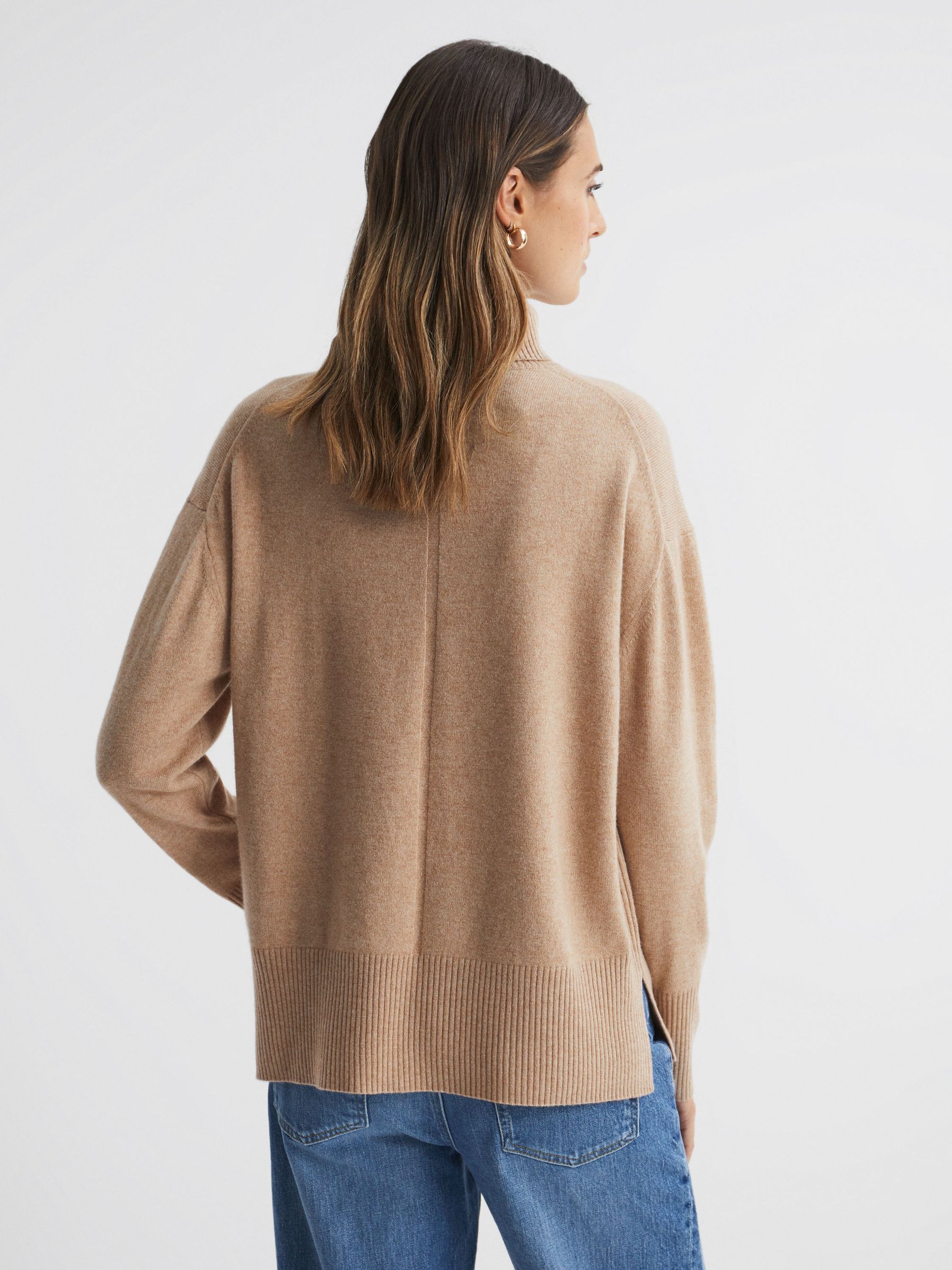 Wool Blend Roll Neck Jumper in Camel - Image 6 of 6