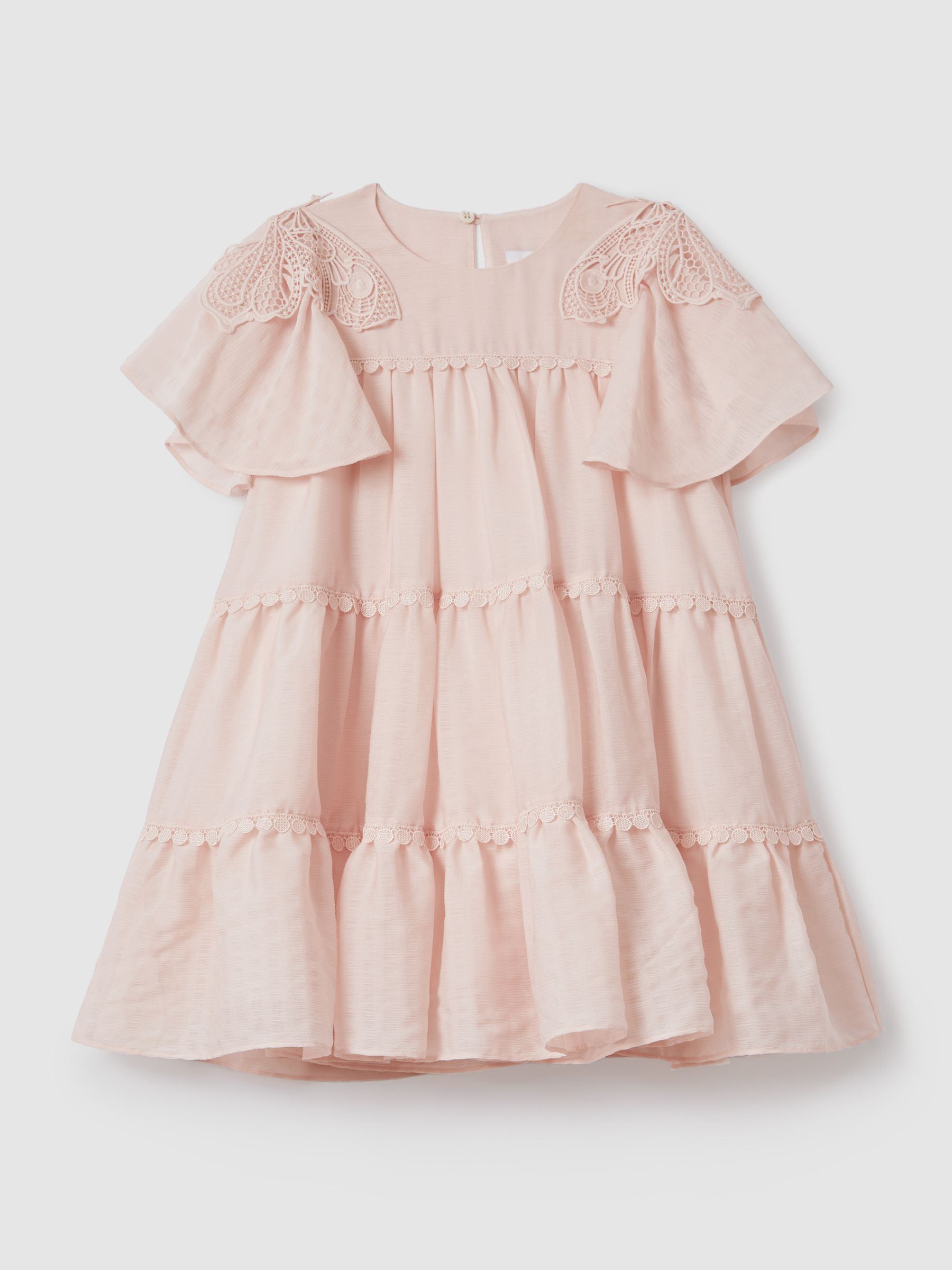 4-9 yrs Tiered Embroidered Dress in Pink - Image 2 of 6