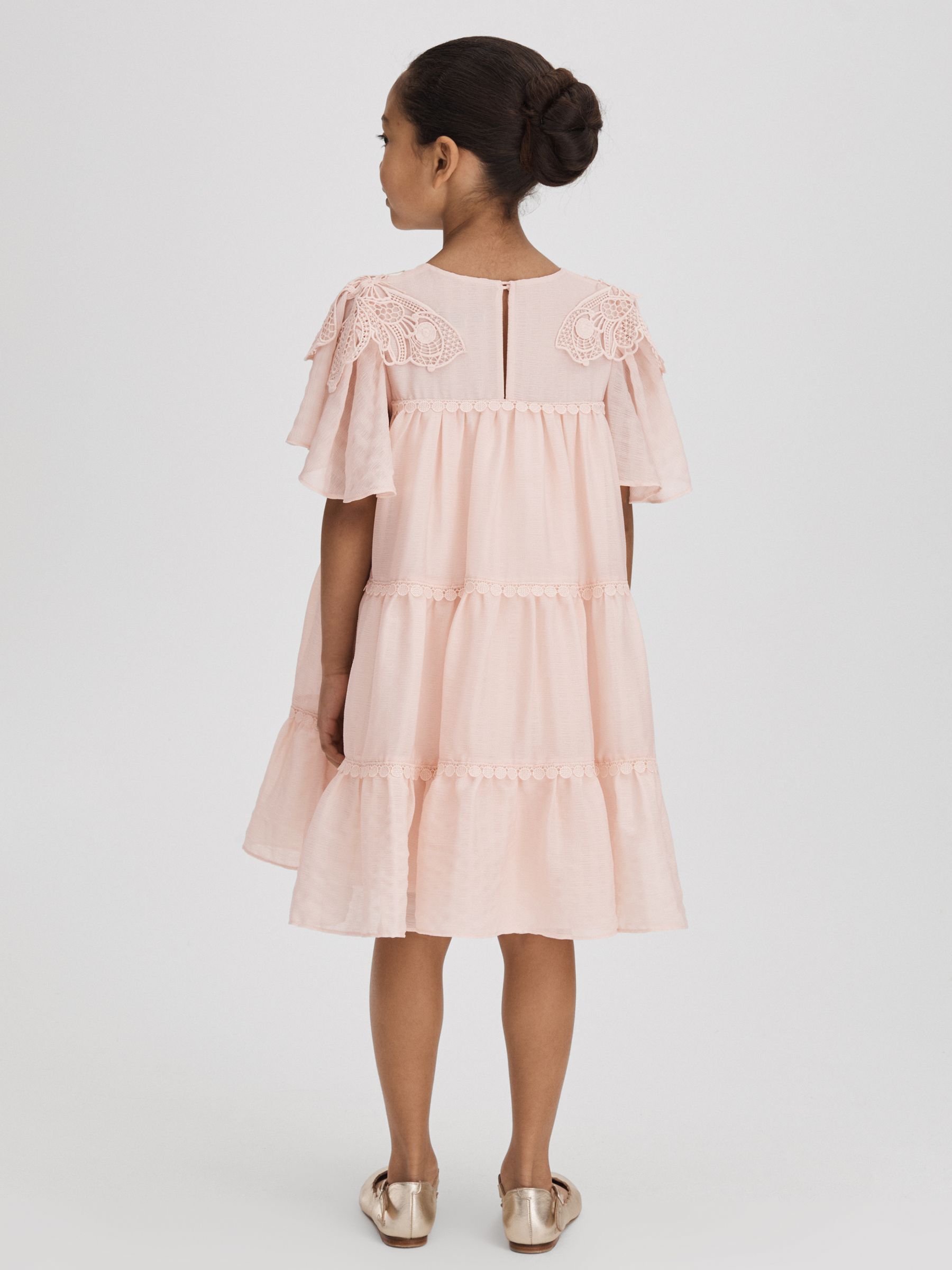 4-9 yrs Tiered Embroidered Dress in Pink - Image 5 of 6