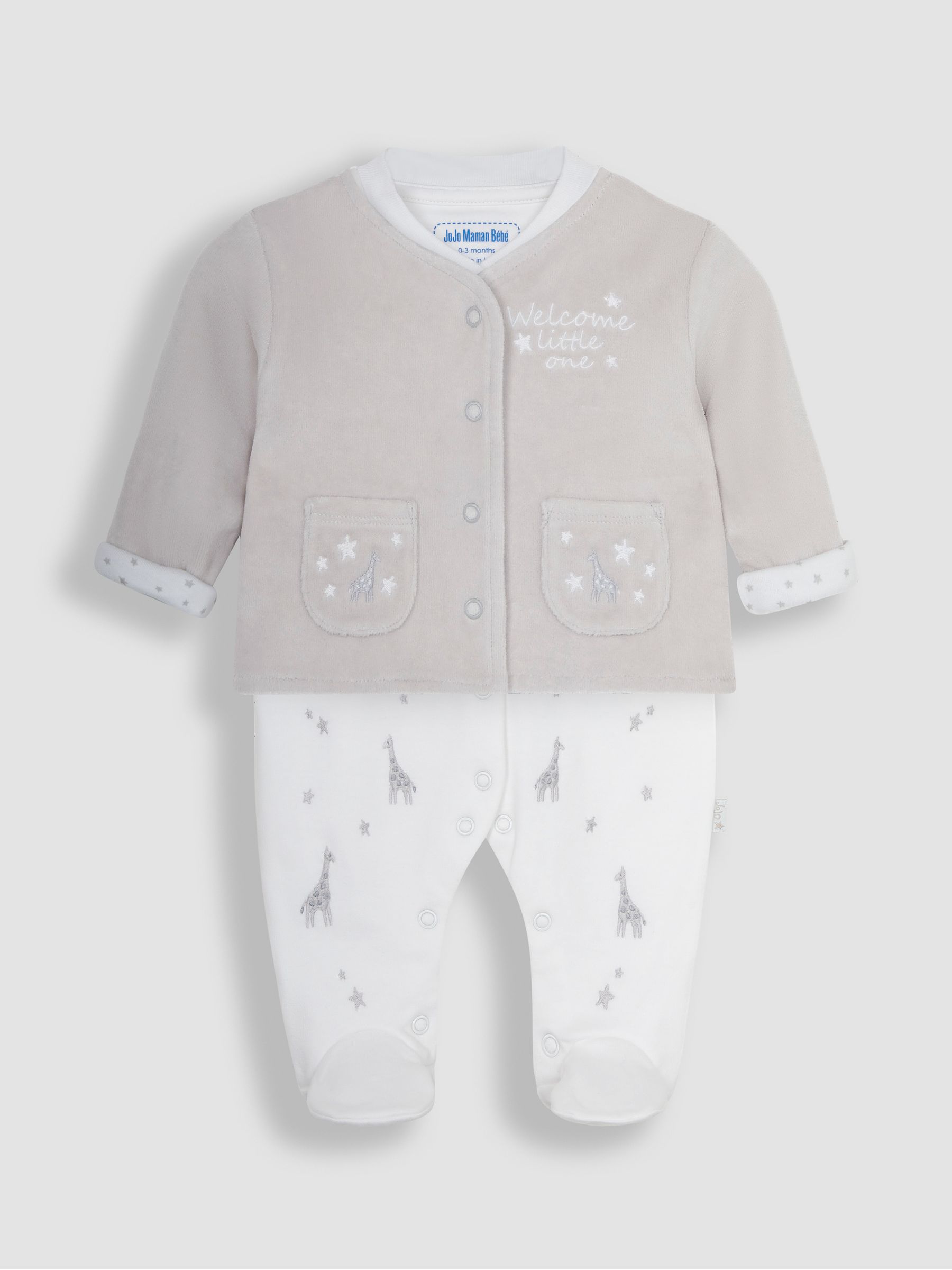 2-Piece Welcome Little One Sleepsuit & Jacket Set in Grey - Image 1 of 4