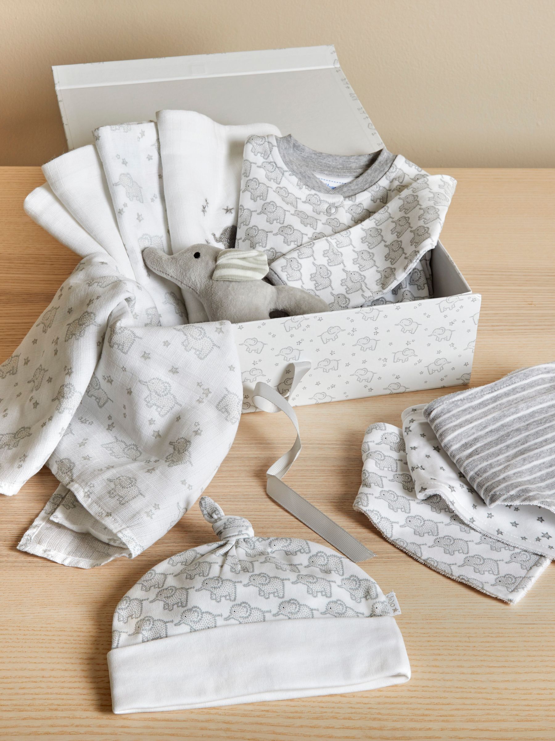 New Baby Elephant Gift Set in Grey - Image 1 of 7