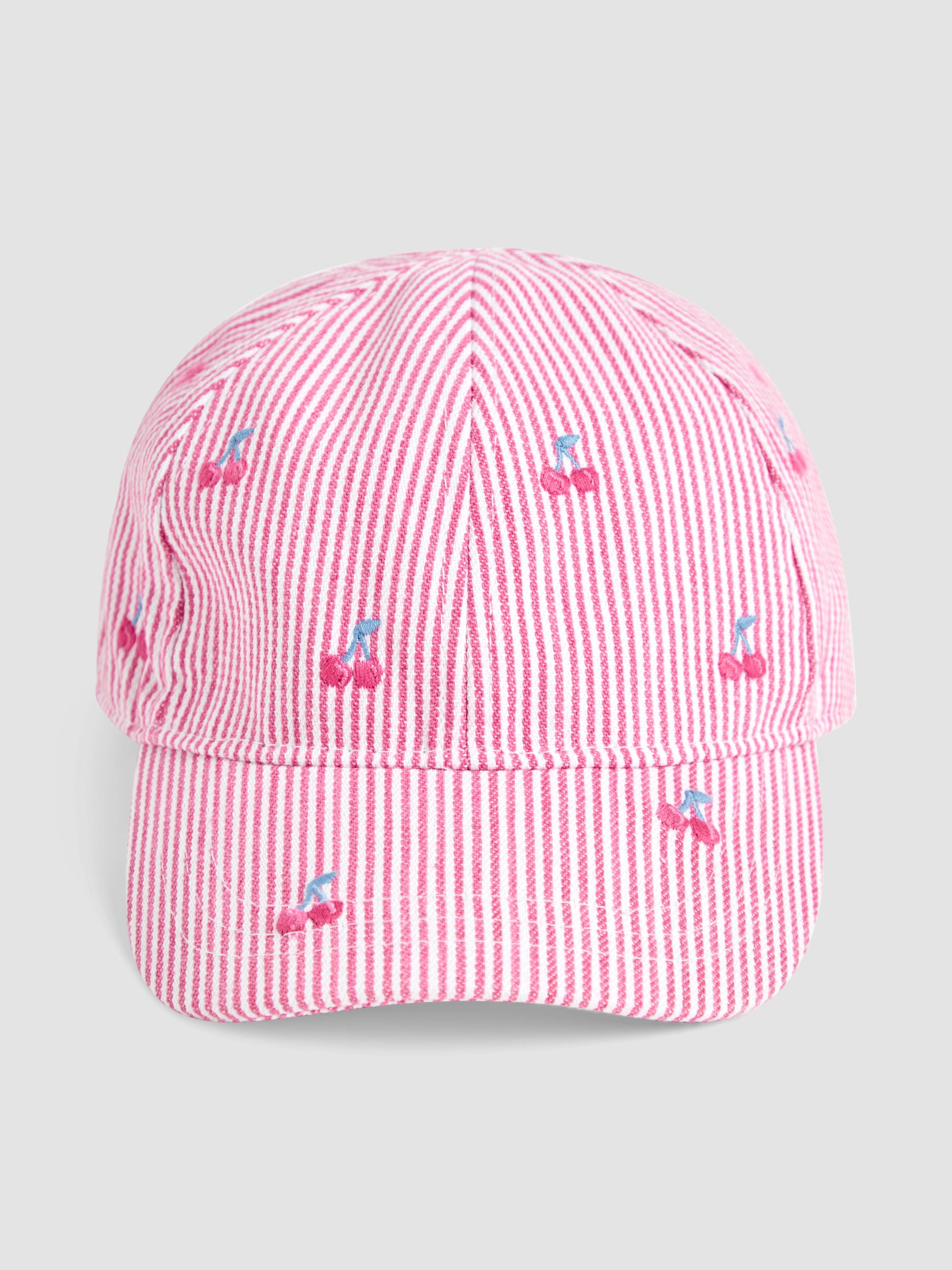 Pink Cherry Embroidered Cap | JoJo Maman Bébé