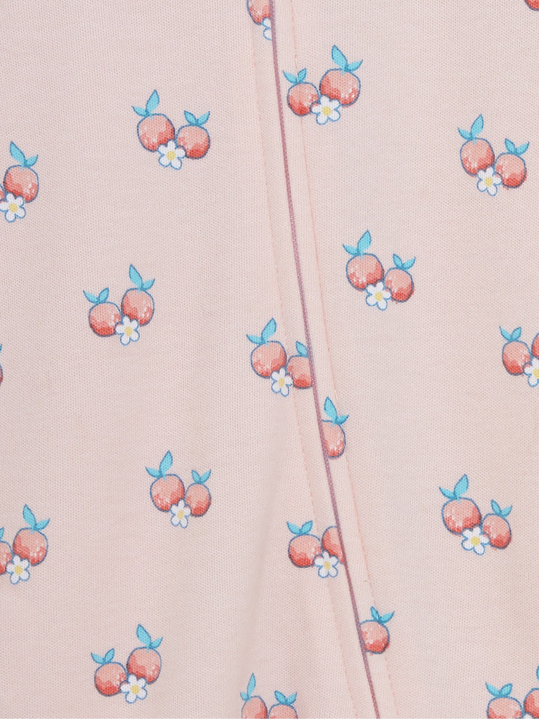 Coral Fruit & Daisy Print Zip Cotton Baby Sleepsuit - Image 3 of 3