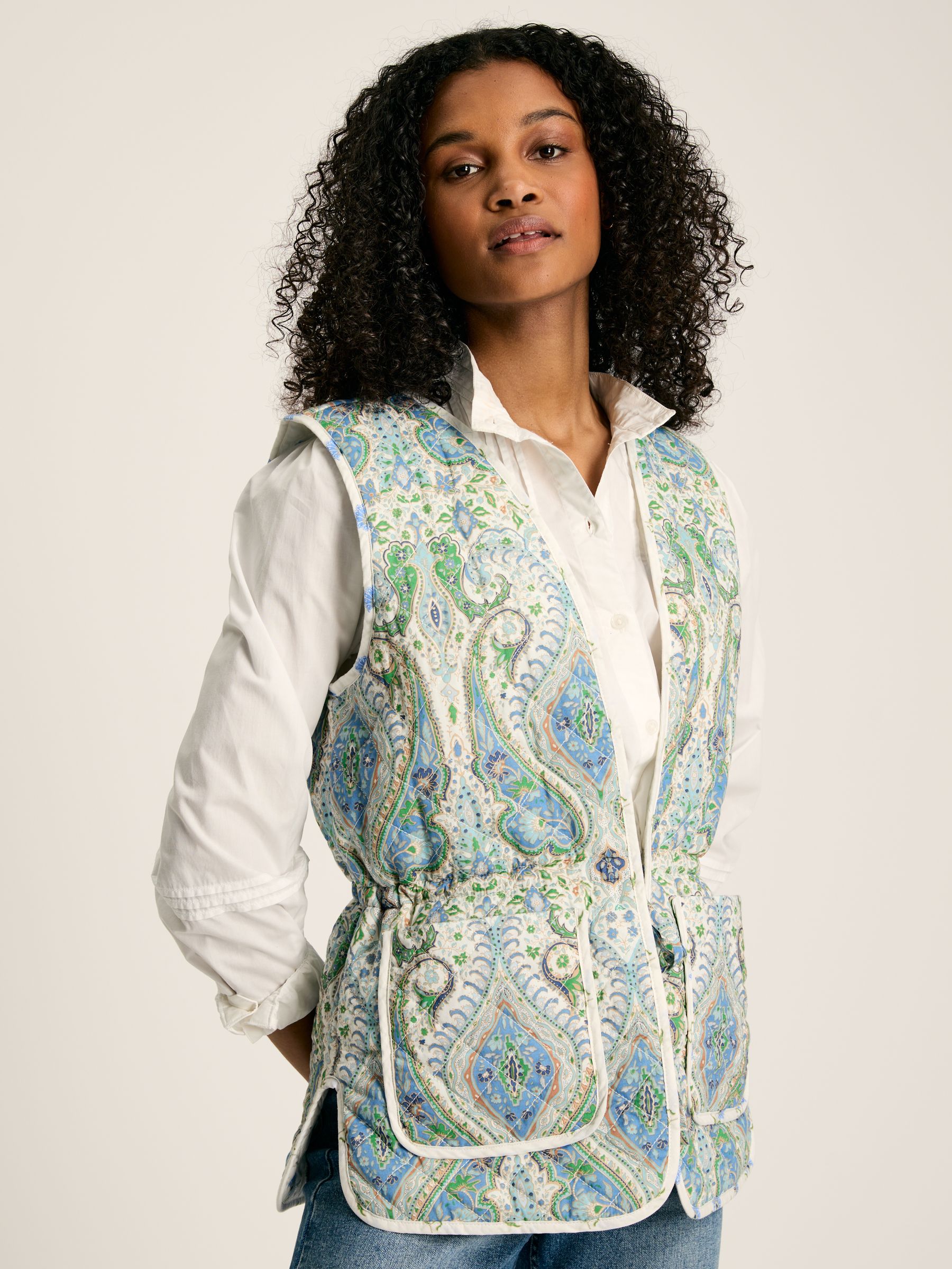 Hatfield Blue Paisley Cotton Quilted Gilet - Image 1 of 10