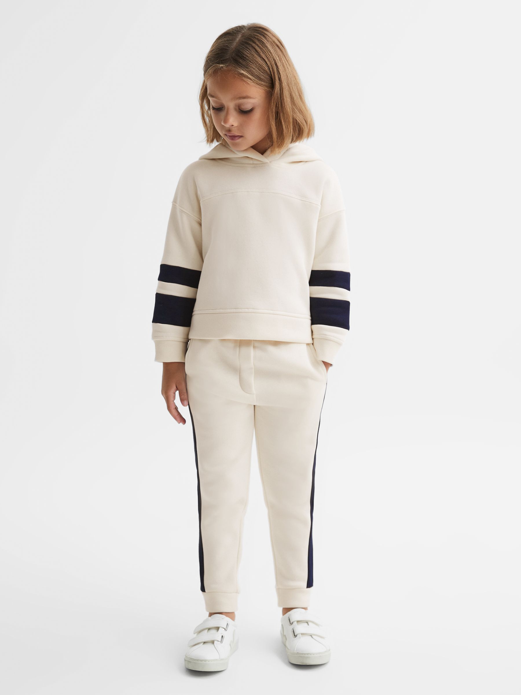 9-13 yrs Cotton Blend Colourblock Hoodie and Joggers Set in Ecru - Image 1 of 11