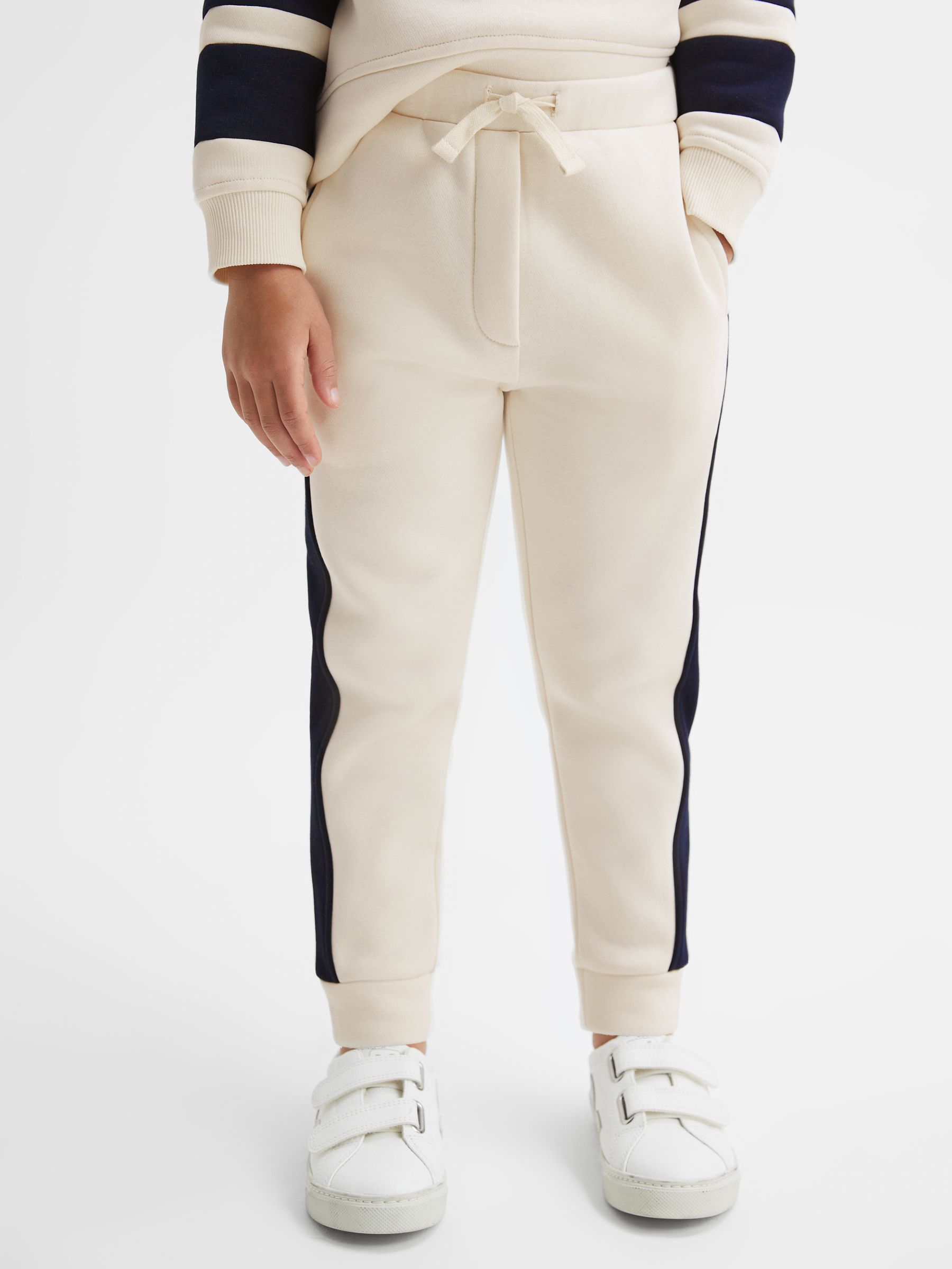 9-13 yrs Cotton Blend Colourblock Hoodie and Joggers Set in Ecru - Image 5 of 11