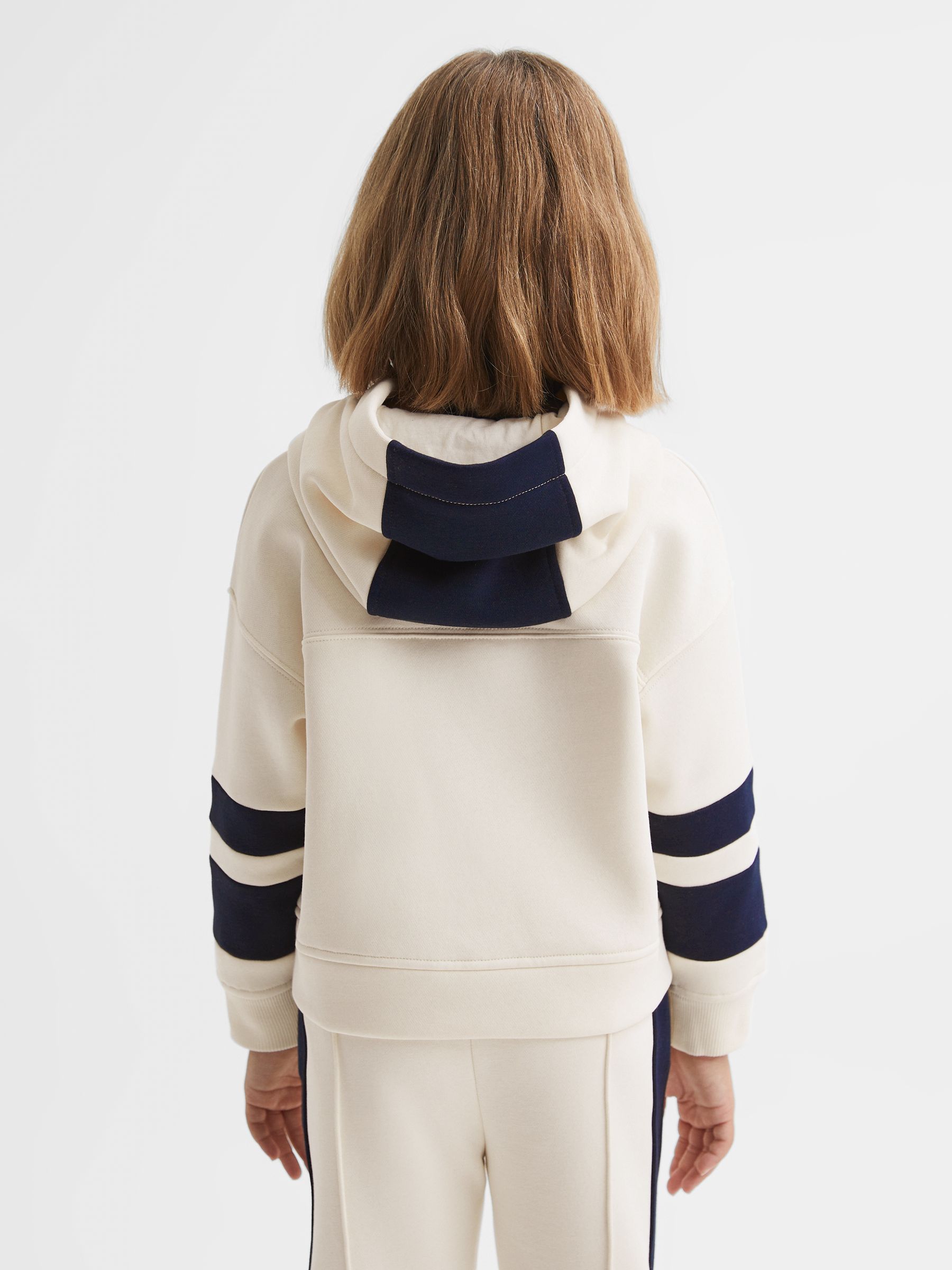 9-13 yrs Cotton Blend Colourblock Hoodie and Joggers Set in Ecru - Image 7 of 11