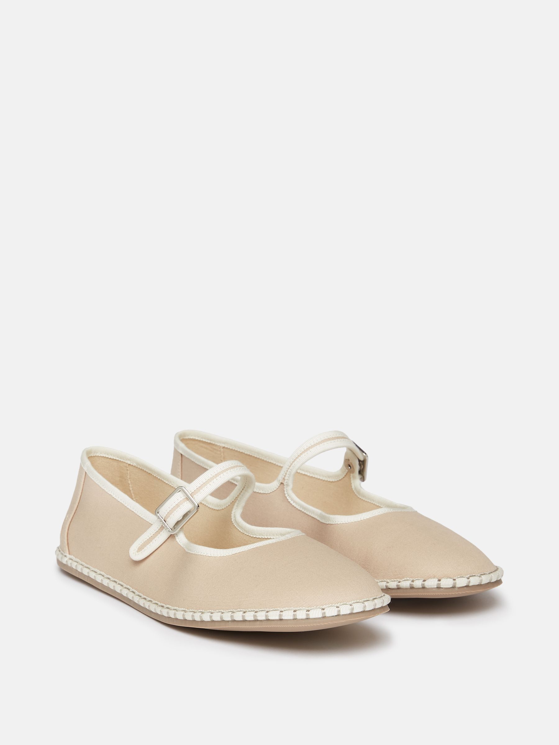 Maddison Neutral Canvas Mary Jane Shoes - Image 2 of 6