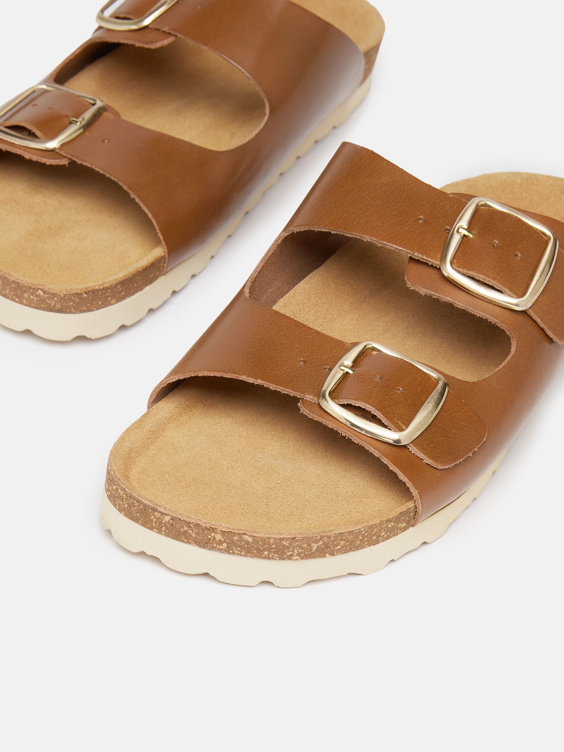 Celeste Tan Brown Double Strap Sandals - Image 4 of 5