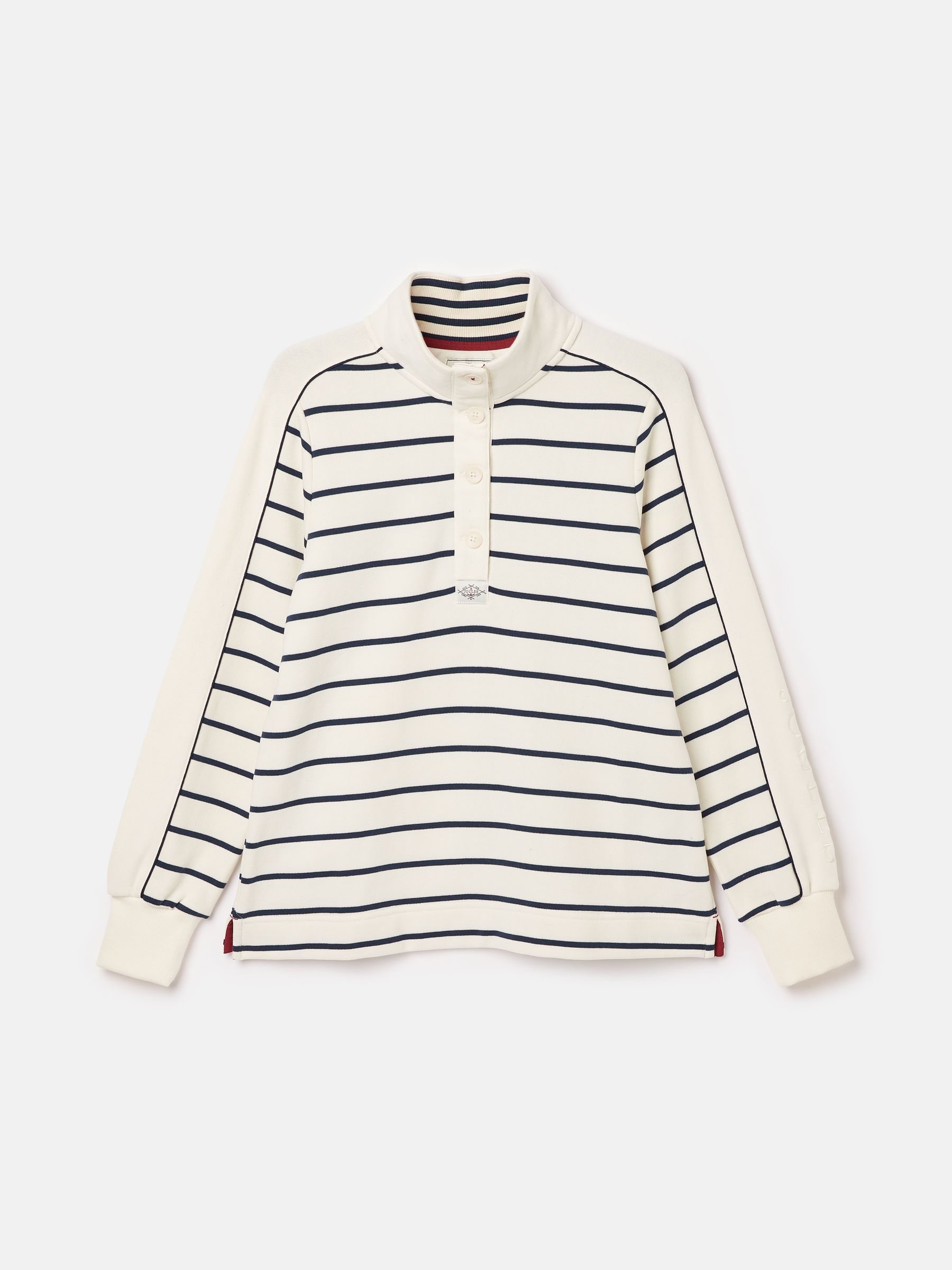Southwold Navy & Cream Button Down Striped Sweatshirt - Image 10 of 10