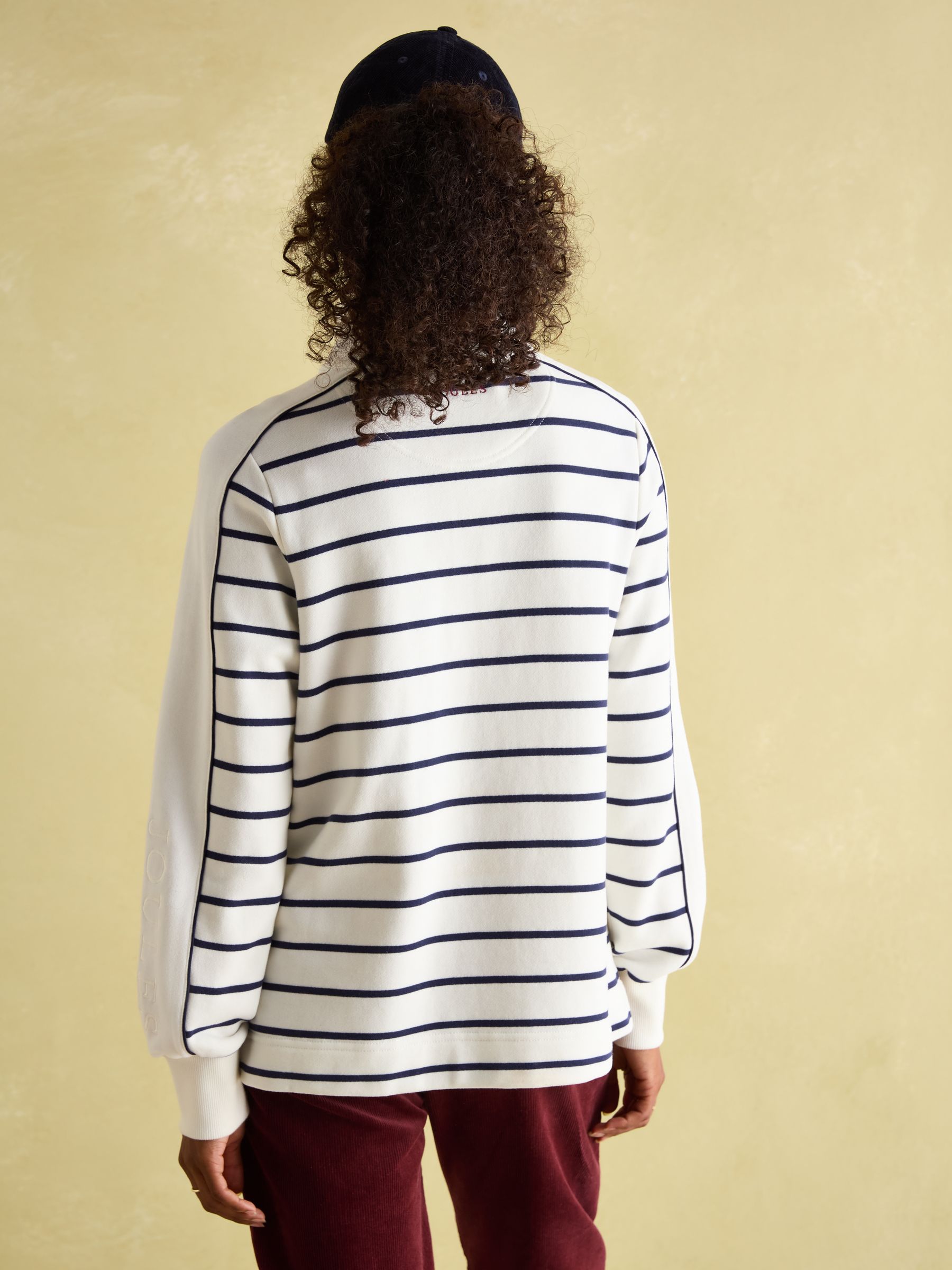Southwold Navy & Cream Button Down Striped Sweatshirt - Image 2 of 10